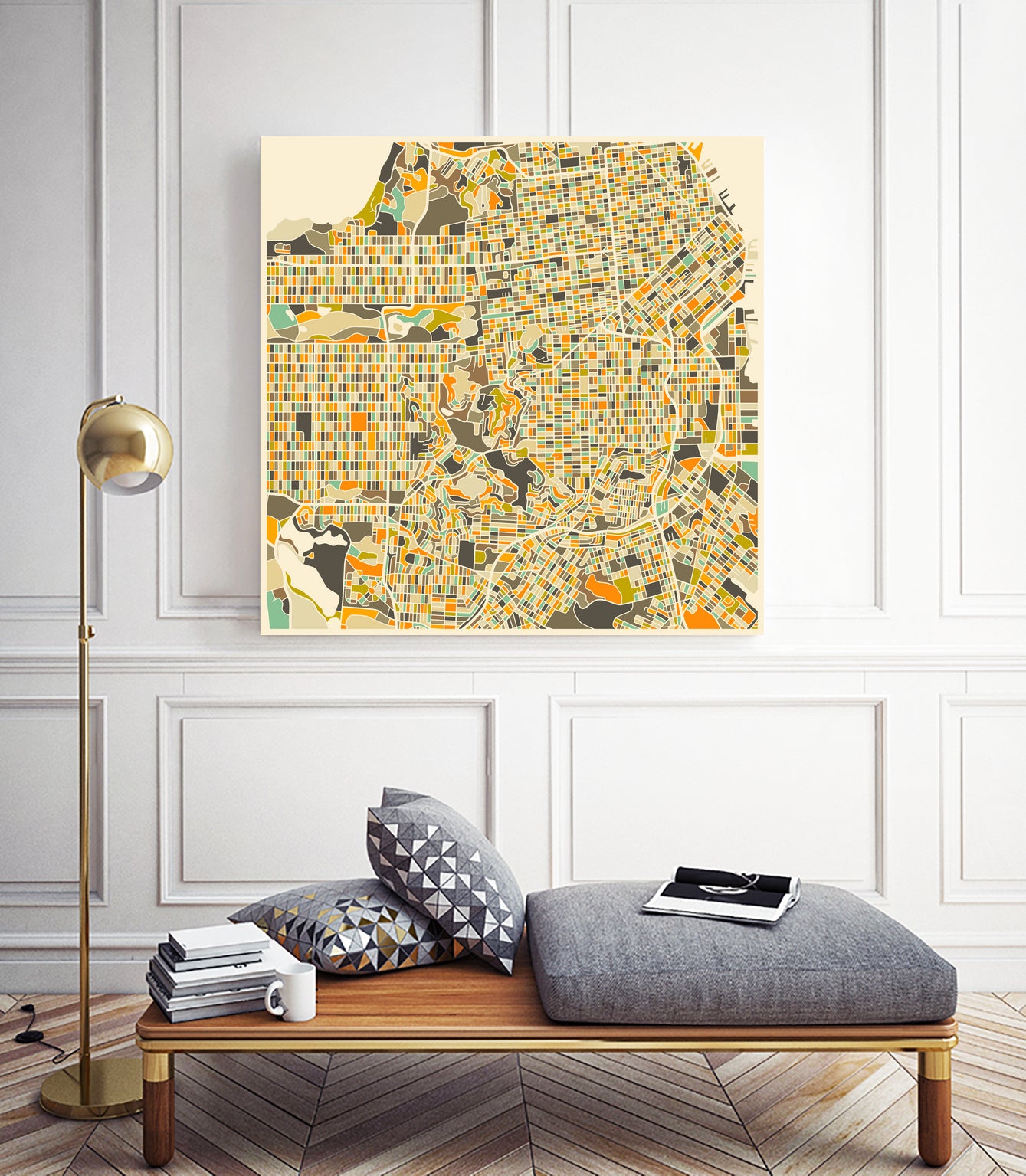 San Francisco map by Jazzberry Blue on GIANT ART - pink vector illustration