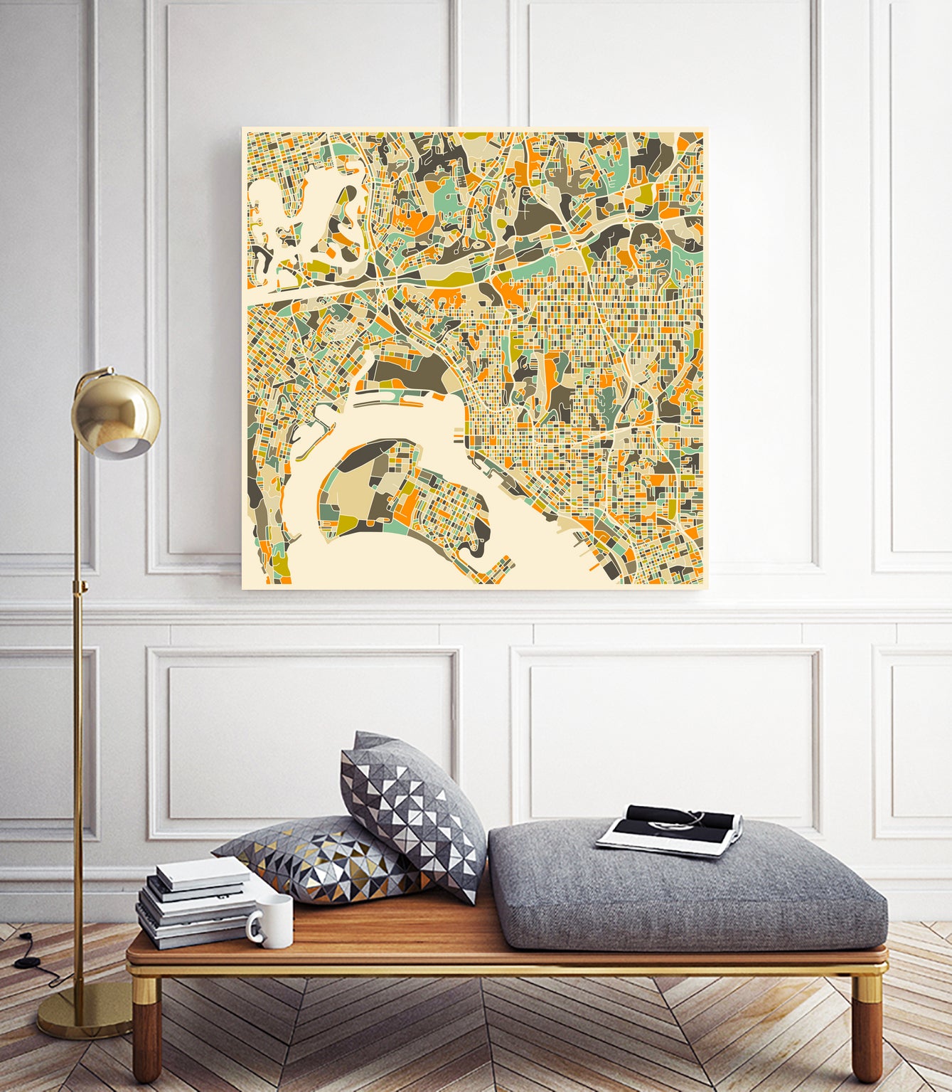 San Diego Map by Jazzberry Blue on GIANT ART - orange vector illustration