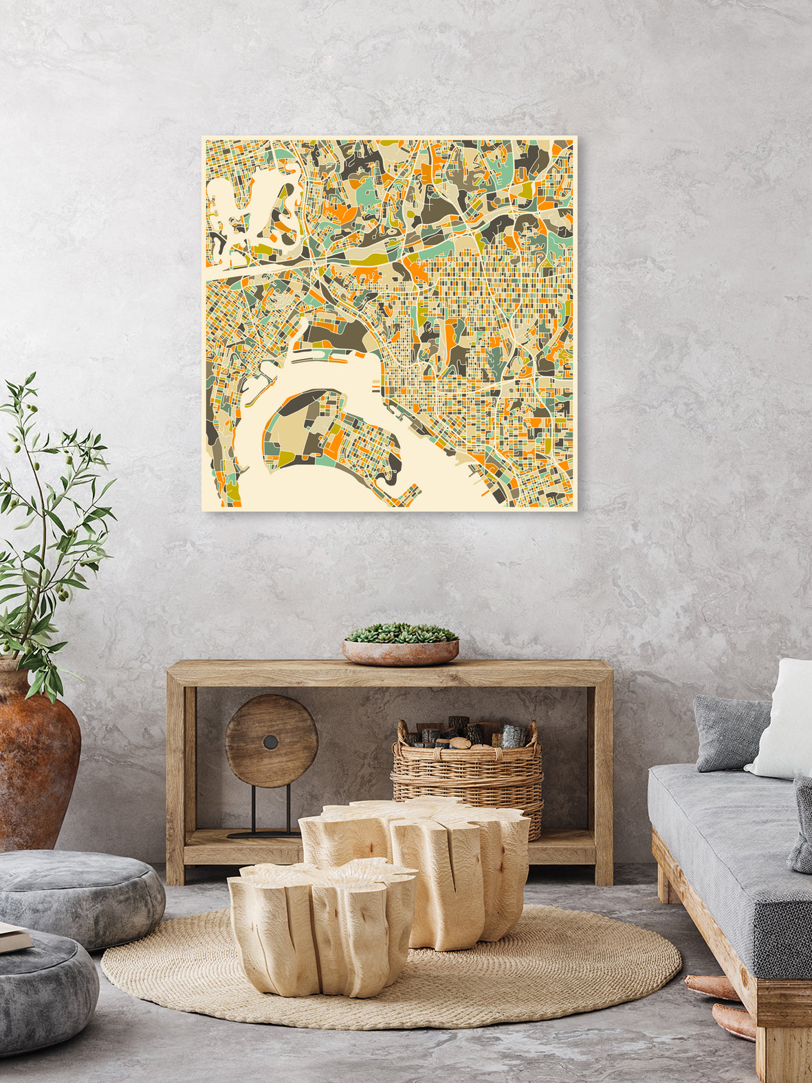 San Diego Map by Jazzberry Blue on GIANT ART - orange vector illustration