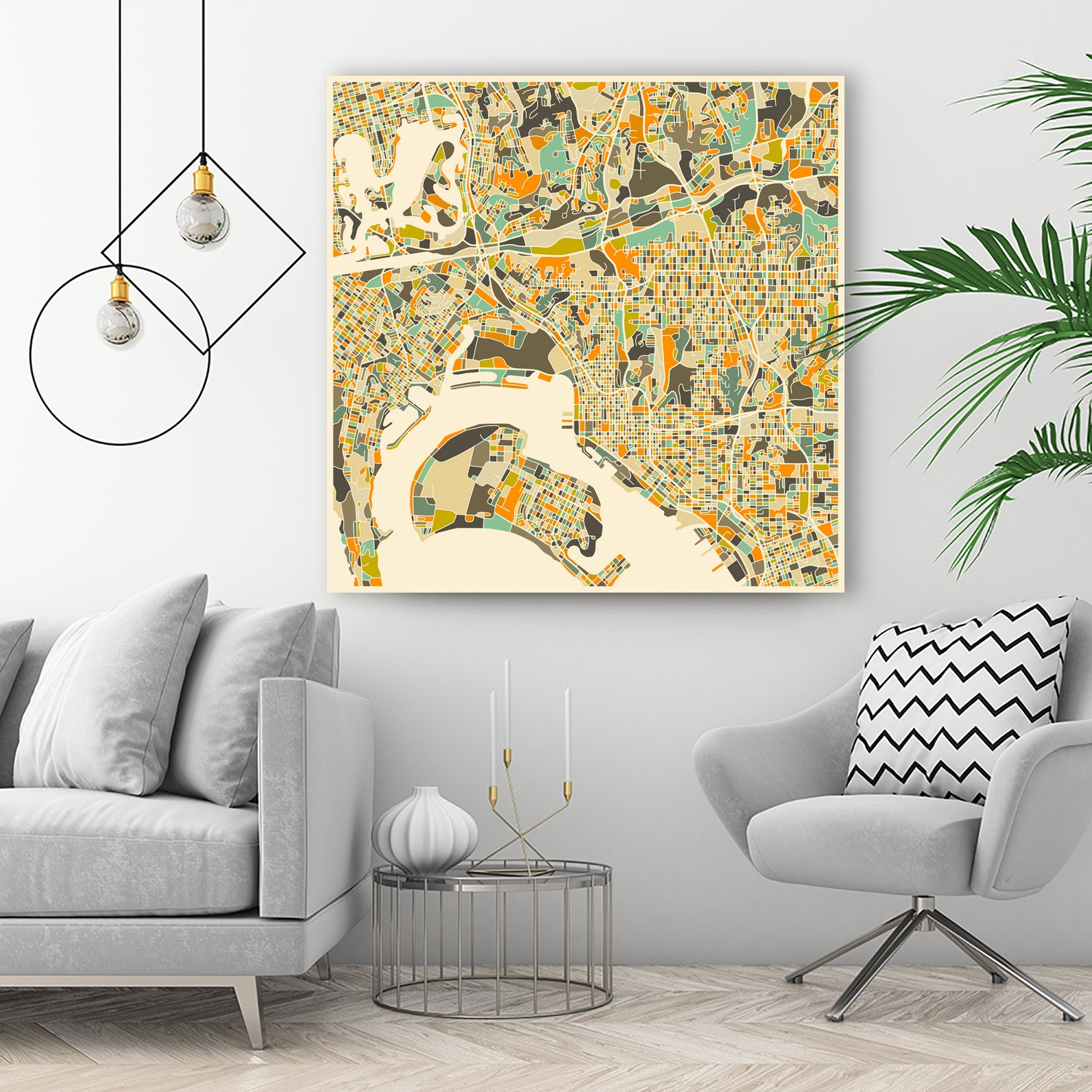 San Diego Map by Jazzberry Blue on GIANT ART - orange vector illustration