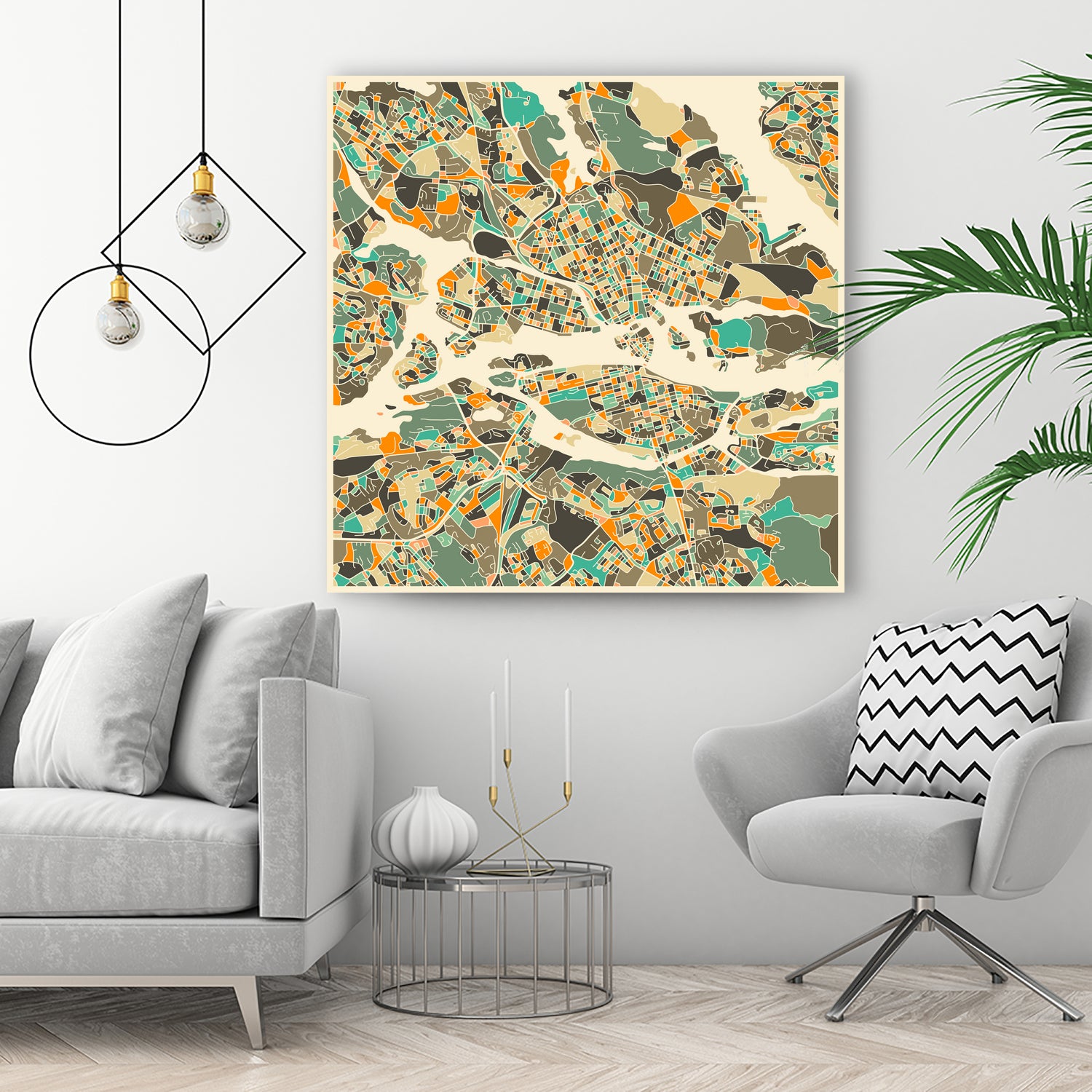 Stockholm Map by Jazzberry Blue on GIANT ART - pink vector illustration