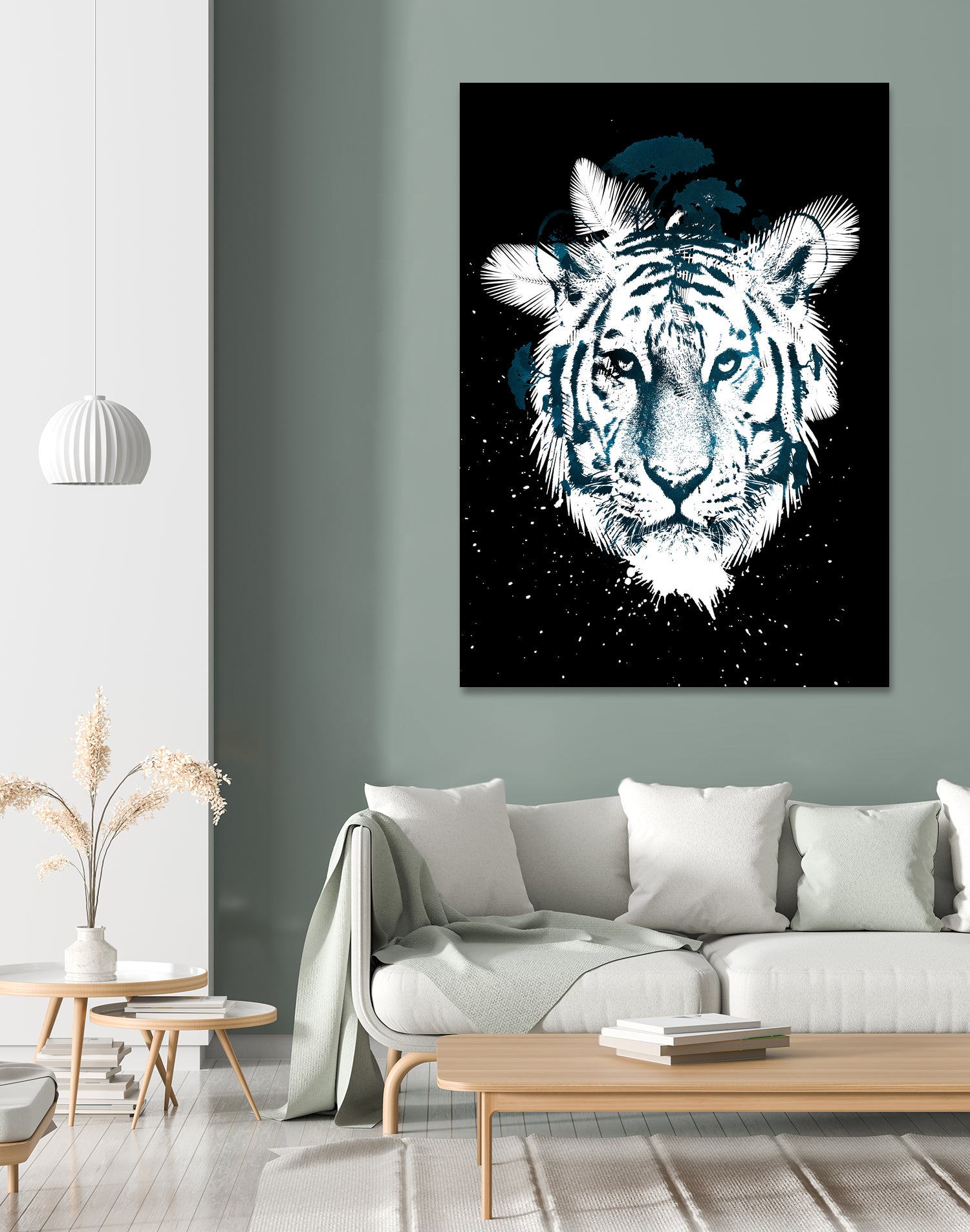 white tiger by Robert Farkas on GIANT ART - blue digital painting