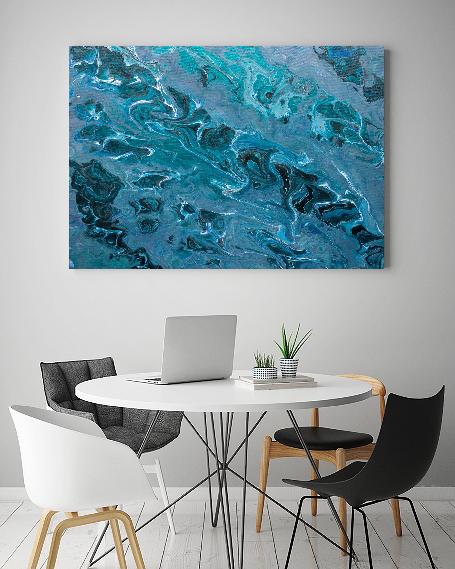 Path of Rays by L. Renee Jones on GIANT ART - blue mixed media