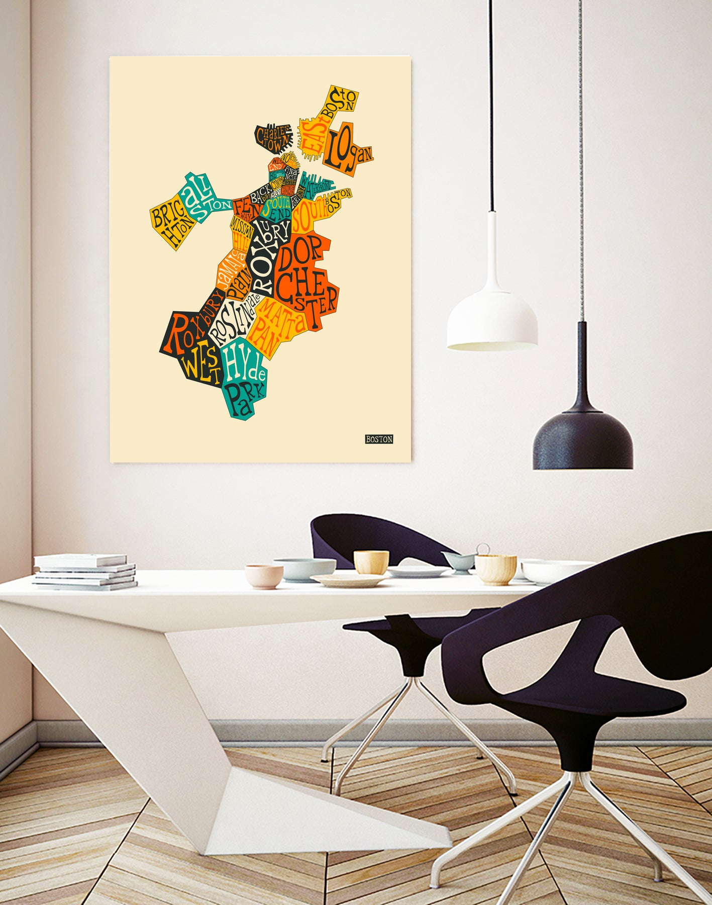 Boston Neighborhoods by Jazzberry Blue on GIANT ART - red vector illustration