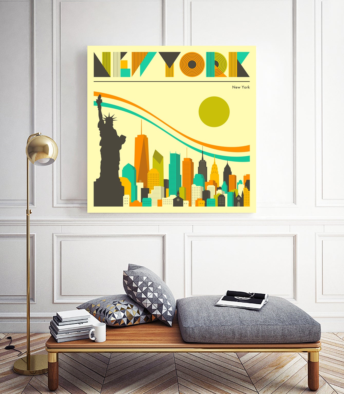 New York Skyline by Jazzberry Blue on GIANT ART - orange vector illustration