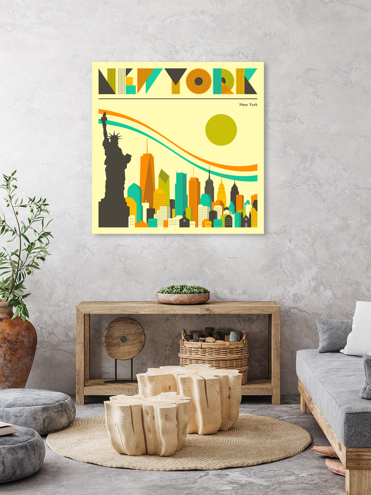 New York Skyline by Jazzberry Blue on GIANT ART - orange vector illustration