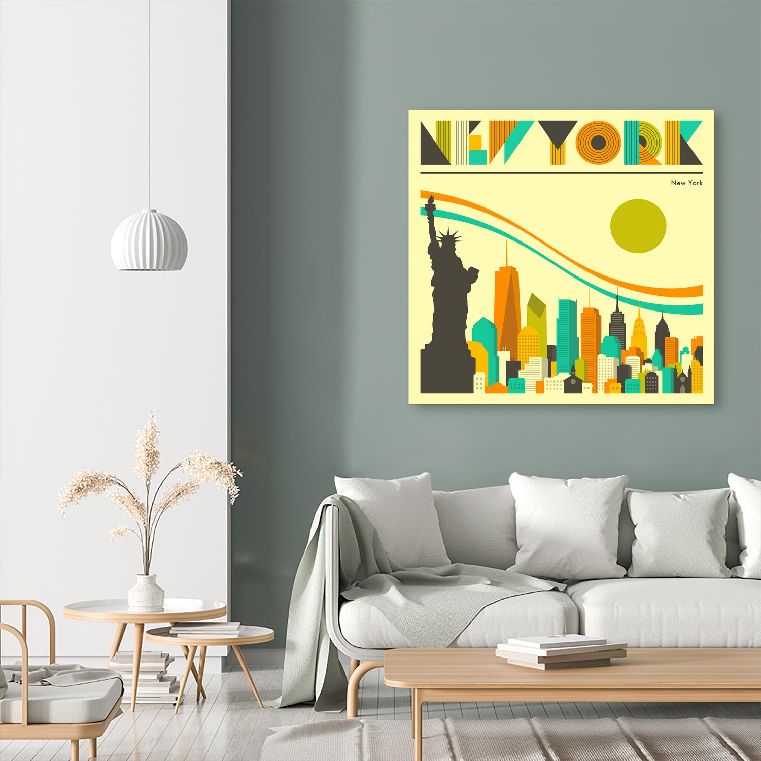 New York Skyline by Jazzberry Blue on GIANT ART - orange vector illustration