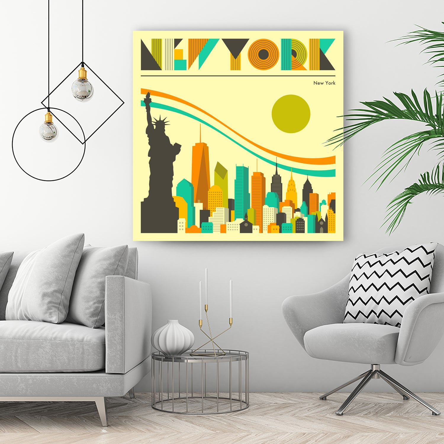 New York Skyline by Jazzberry Blue on GIANT ART - orange vector illustration