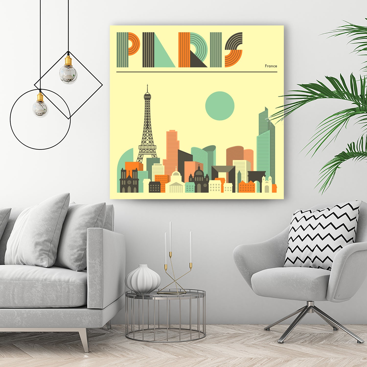 Paris Skyline by Jazzberry Blue on GIANT ART - pink vector illustration
