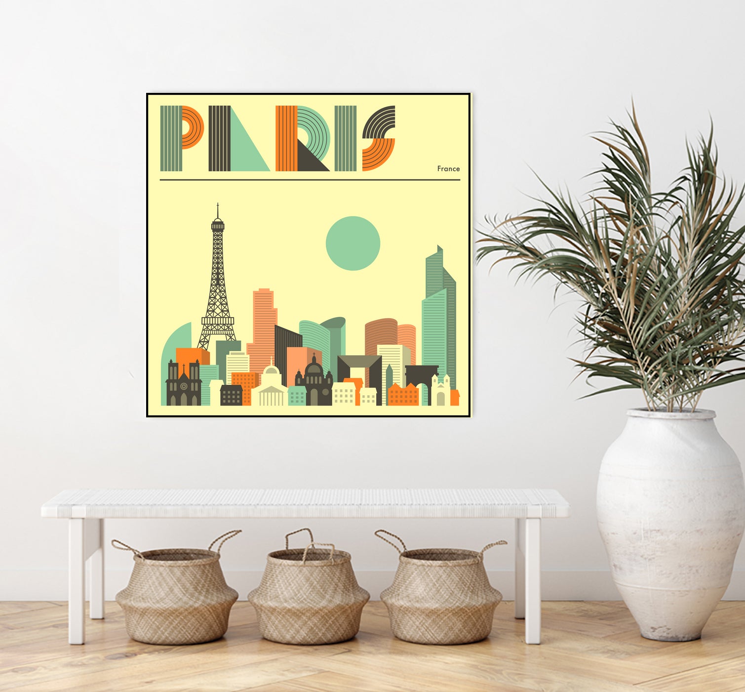 Paris Skyline by Jazzberry Blue on GIANT ART - pink vector illustration