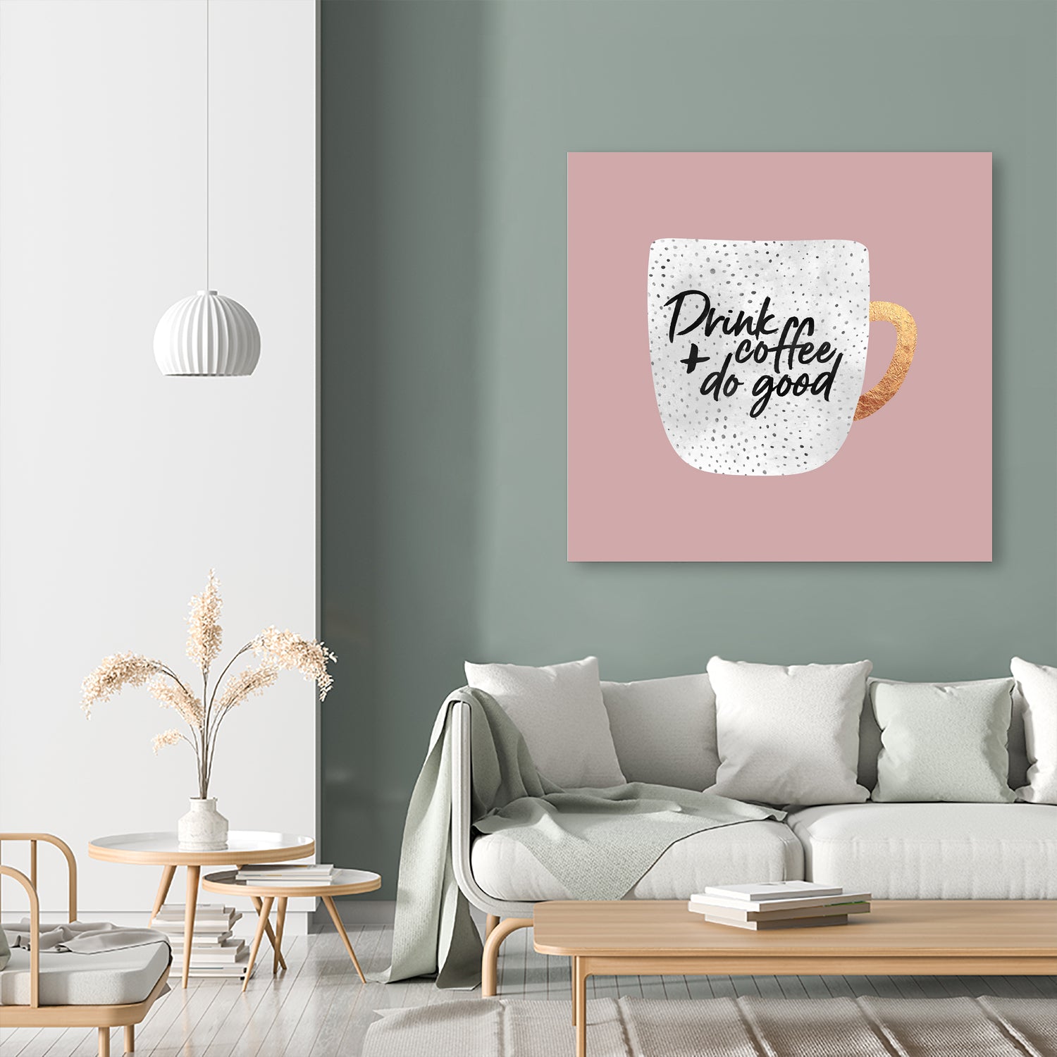 Drink coffee and do good 2 by Elisabeth Fredriksson on GIANT ART - pink digital painting