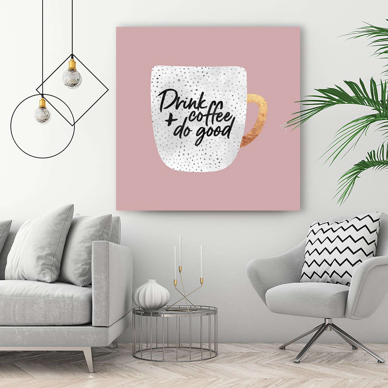 Drink coffee and do good 2 by Elisabeth Fredriksson on GIANT ART - pink digital painting