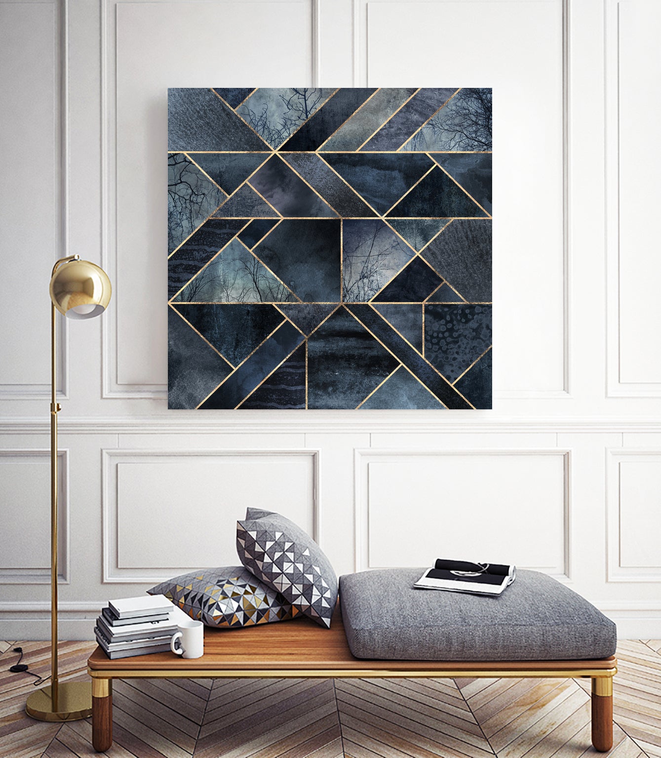 Abstract Nature - Dark Blue by Elisabeth Fredriksson on GIANT ART - blue digital painting
