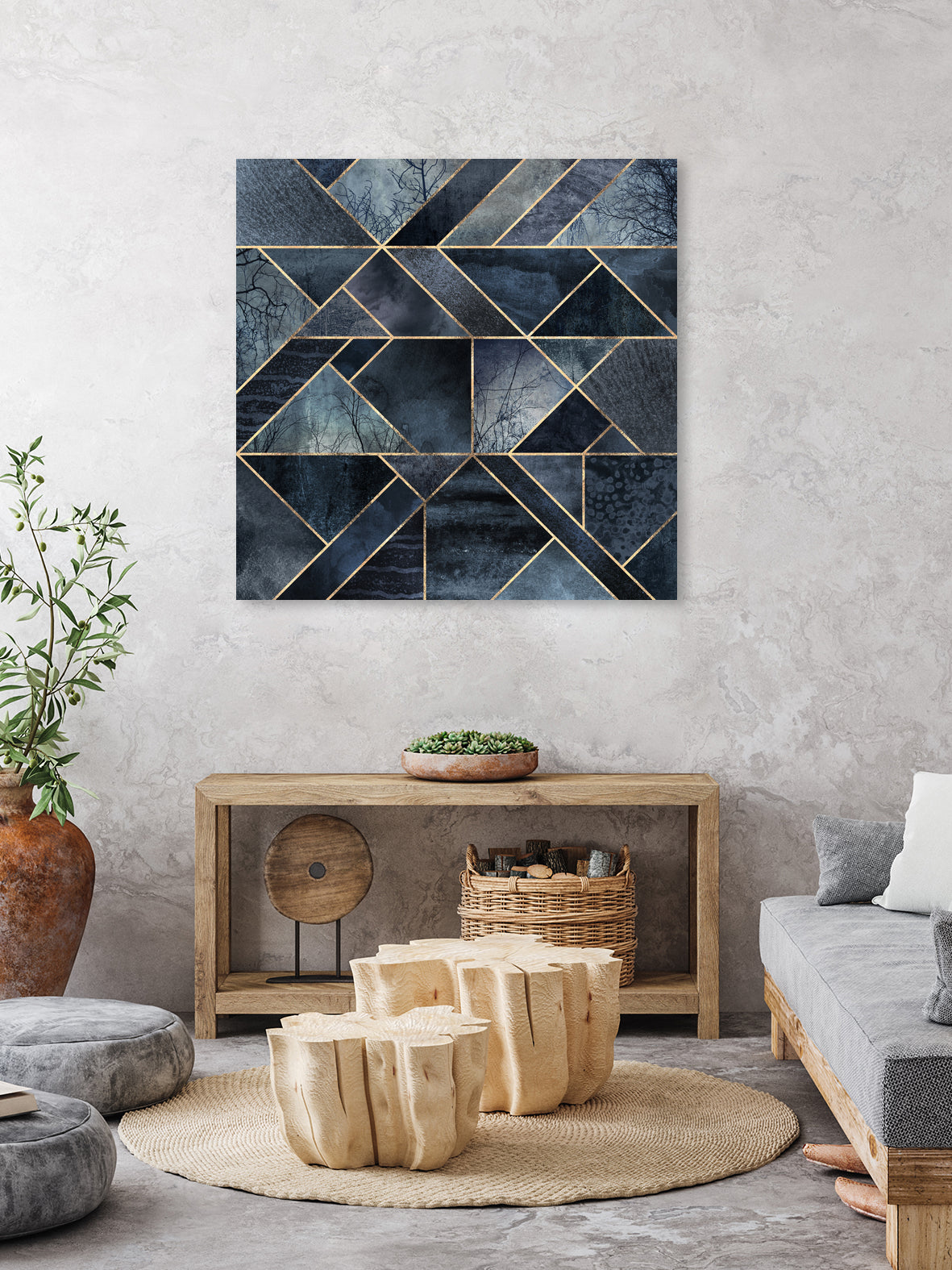 Abstract Nature - Dark Blue by Elisabeth Fredriksson on GIANT ART - blue digital painting