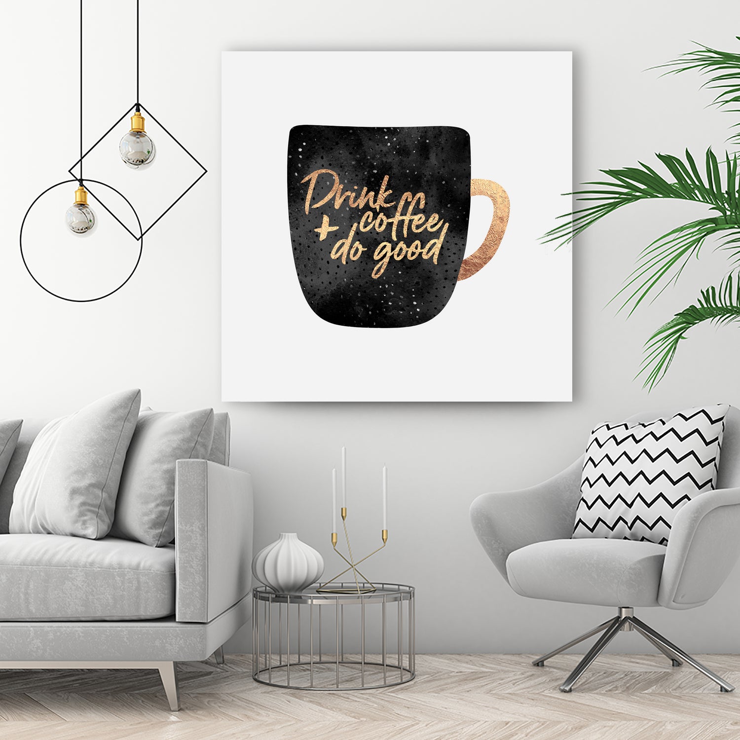Drink Coffee And Do Good 1 by Elisabeth Fredriksson on GIANT ART - black digital painting