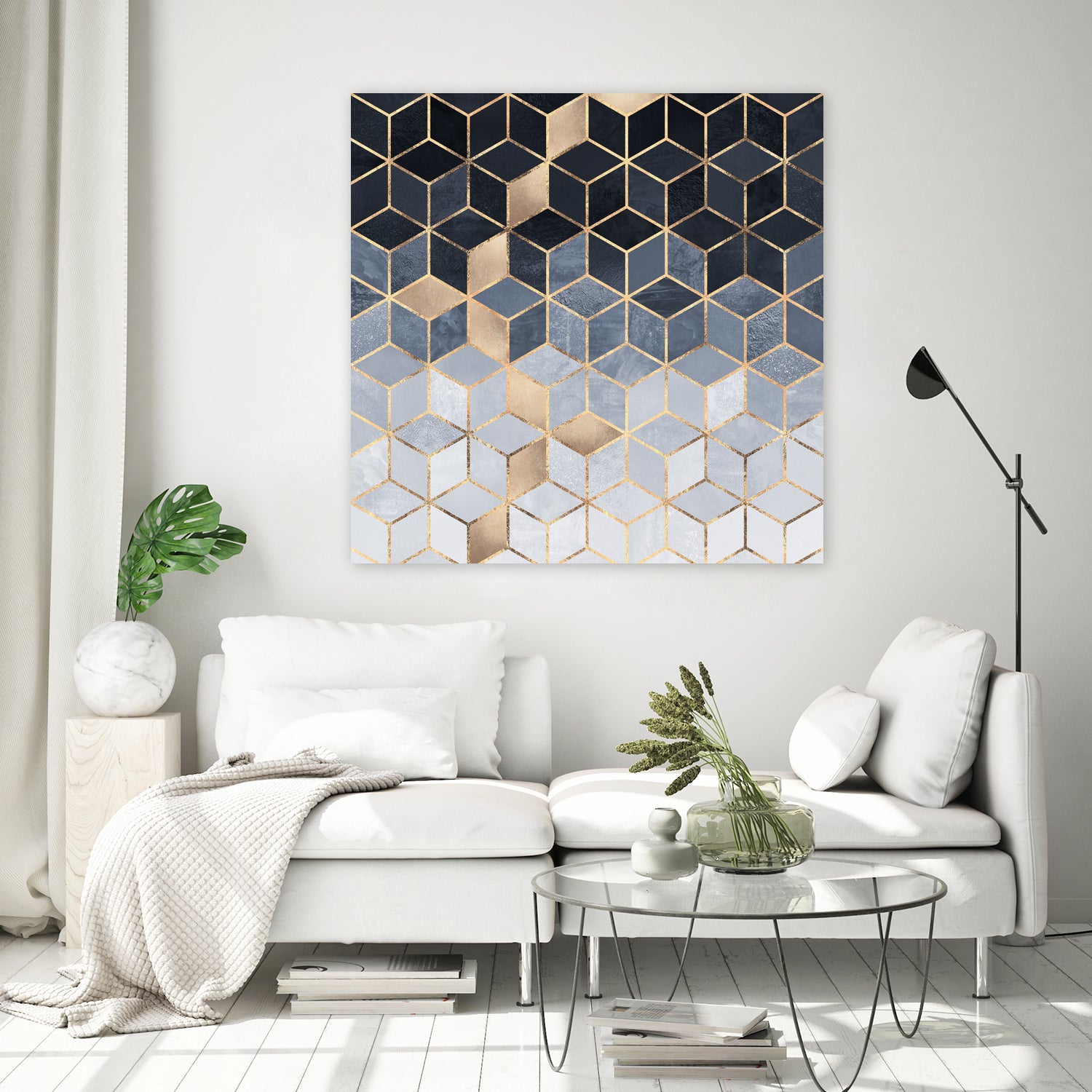 Soft Blue Gradient Cubes by Elisabeth Fredriksson on GIANT ART - blue digital painting