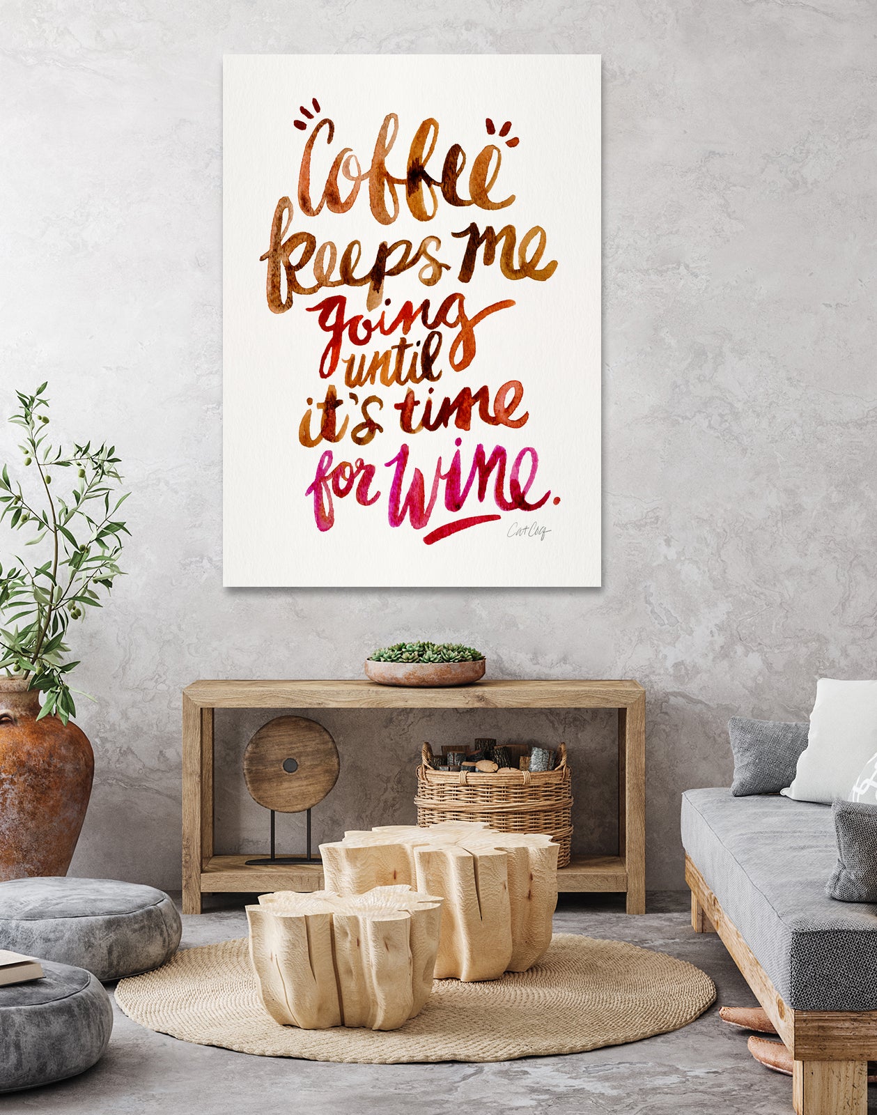 Coffee Keeps Me Going by Cat Coquillette on GIANT ART - brown typography