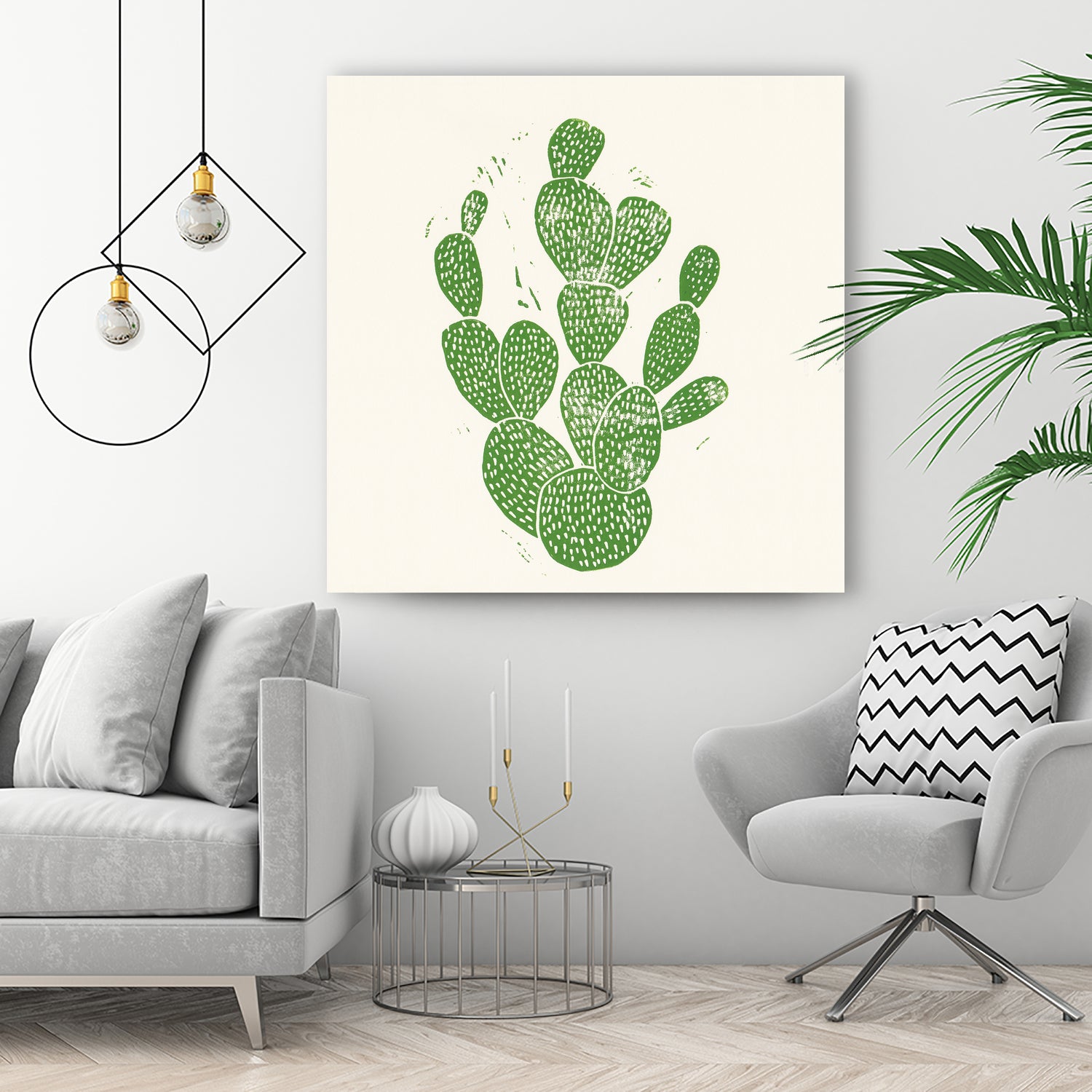 Linocut Cacti by Bianca Green on GIANT ART - green mixed media