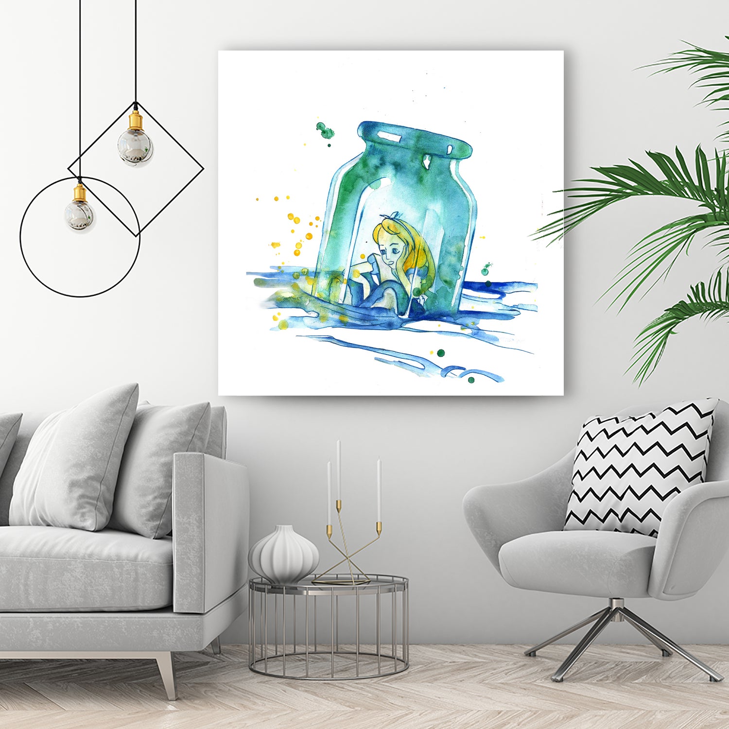 Alice In The Bottle by salome mikaberidze on GIANT ART - blue cartooning