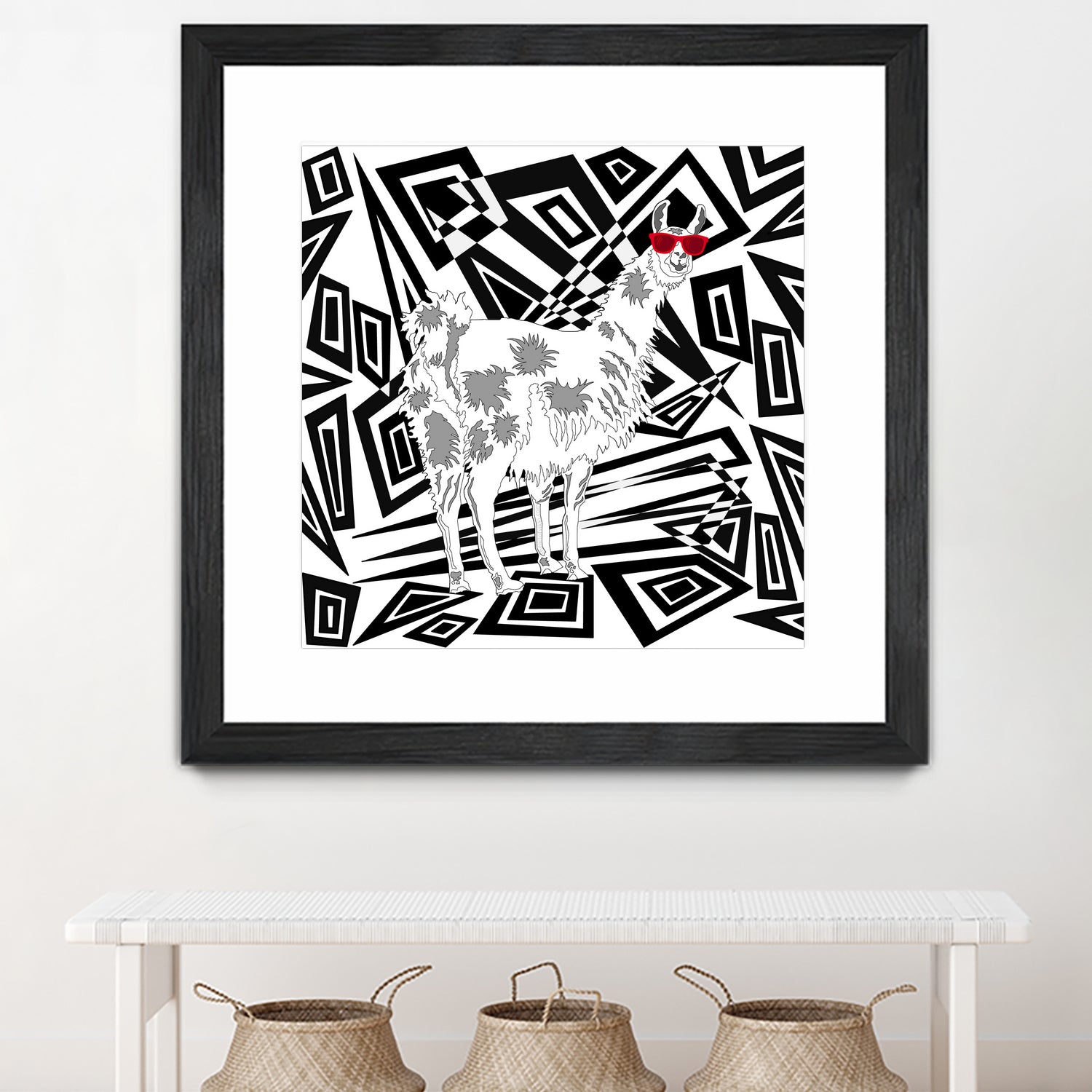 Llama In Red Sunglasses Abstract by TheArtOf Vikki on GIANT ART - black digital drawing