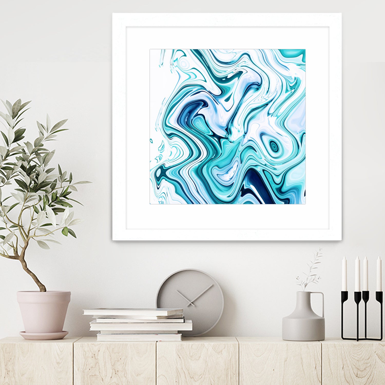Liquid Marble - Aqua & Blues by Dominique Van Roey on GIANT ART - blue photo manipulation