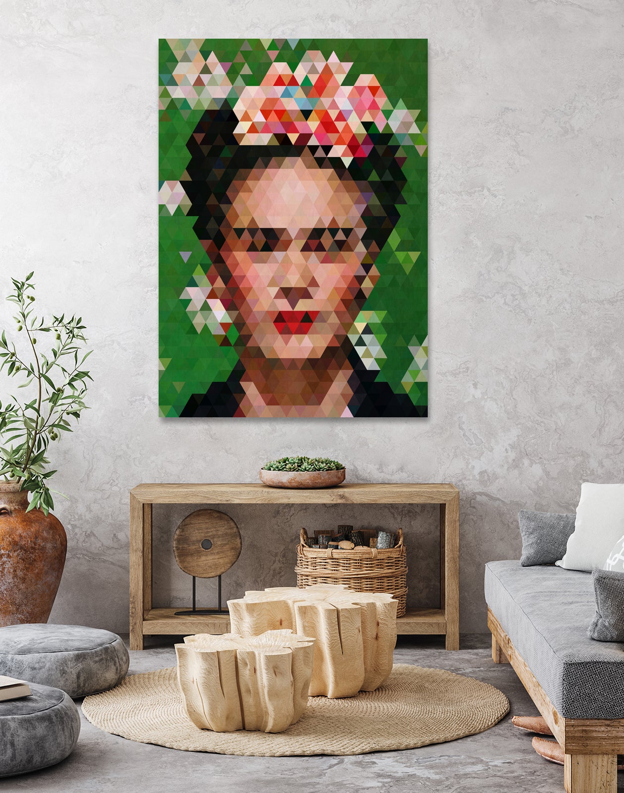 Frida kahlo Geometric by Vitor Costa on GIANT ART - green digital painting