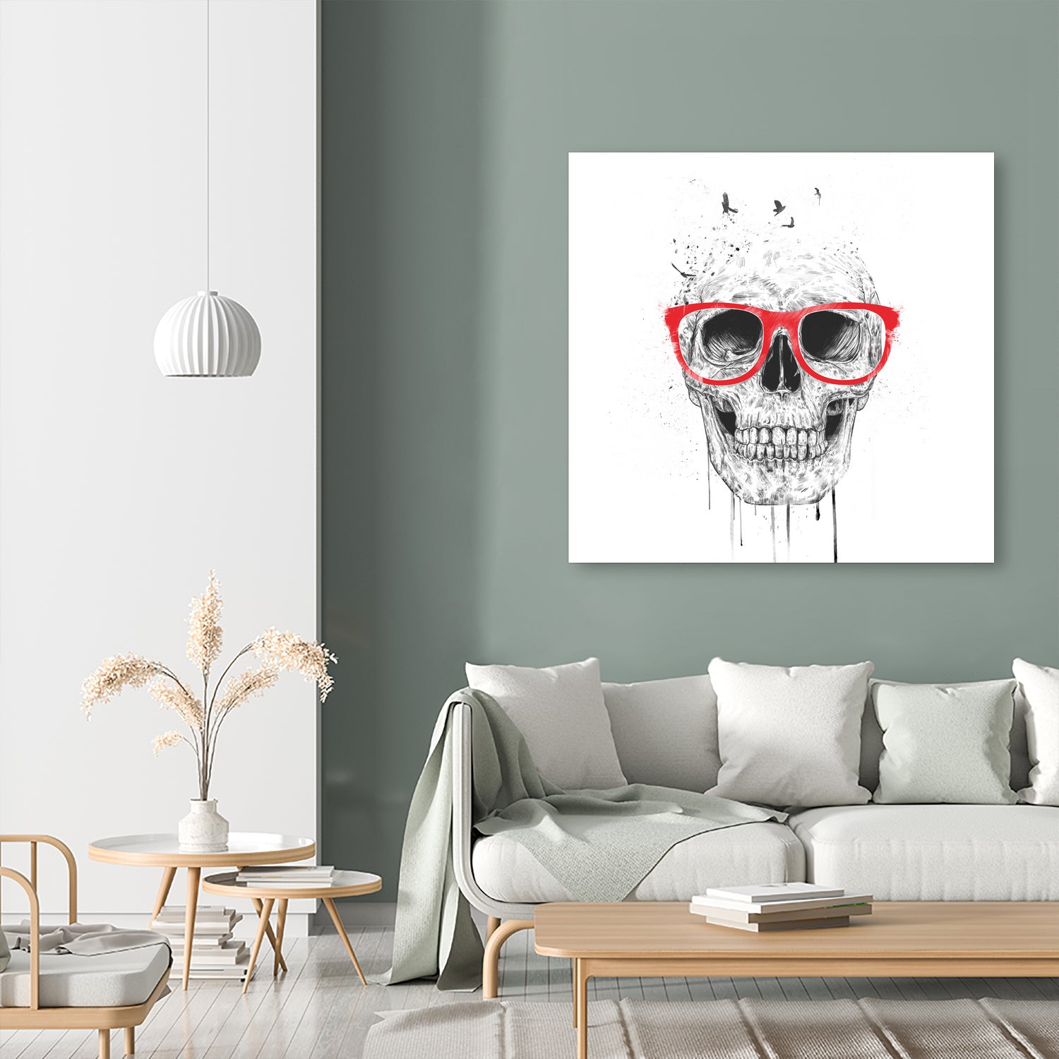 Skull with red glasses by Solti Balázs on GIANT ART - white digital painting