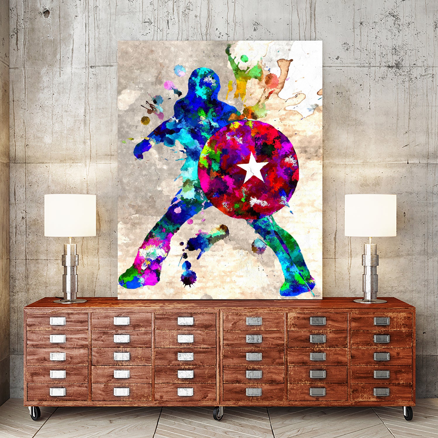 Captain America Grunge by Daniel Janda on GIANT ART - blue digital painting