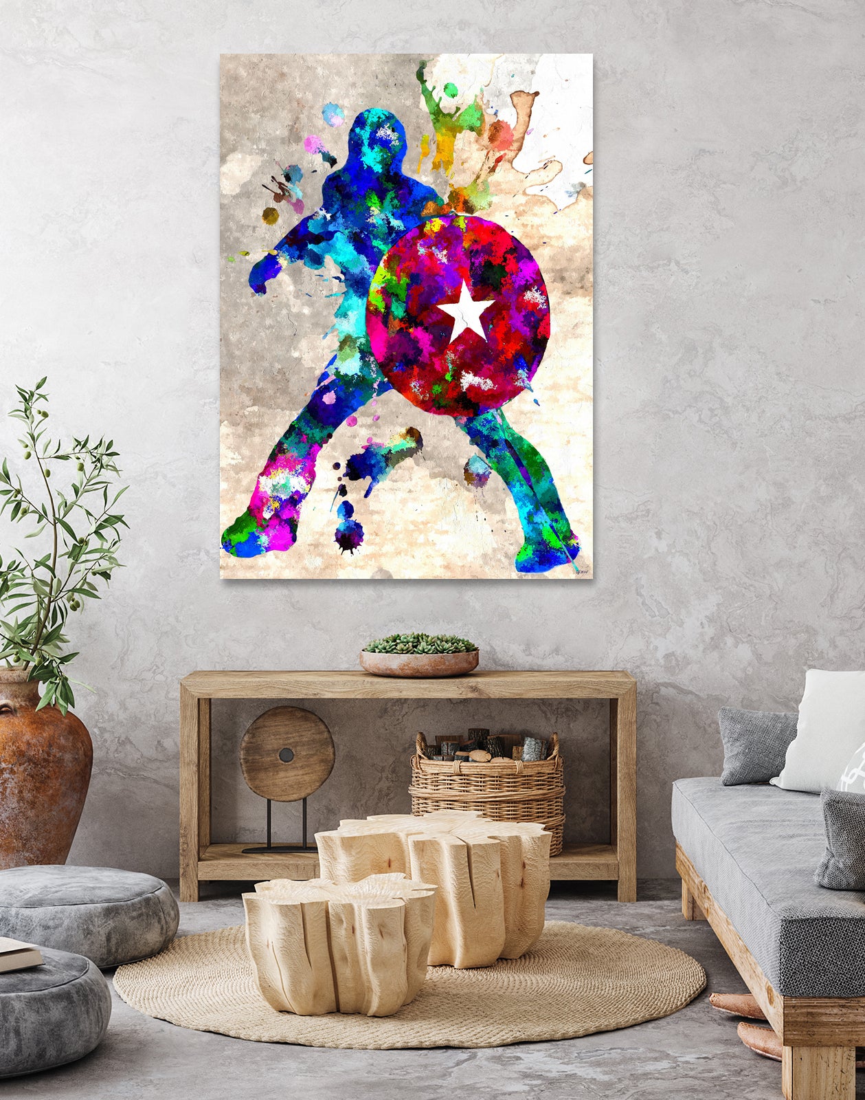 Captain America Grunge by Daniel Janda on GIANT ART - blue digital painting