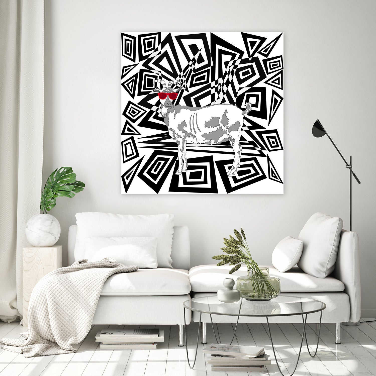 Goat In Red Sunglasses Abstract by TheArtOf Vikki on GIANT ART - black digital drawing