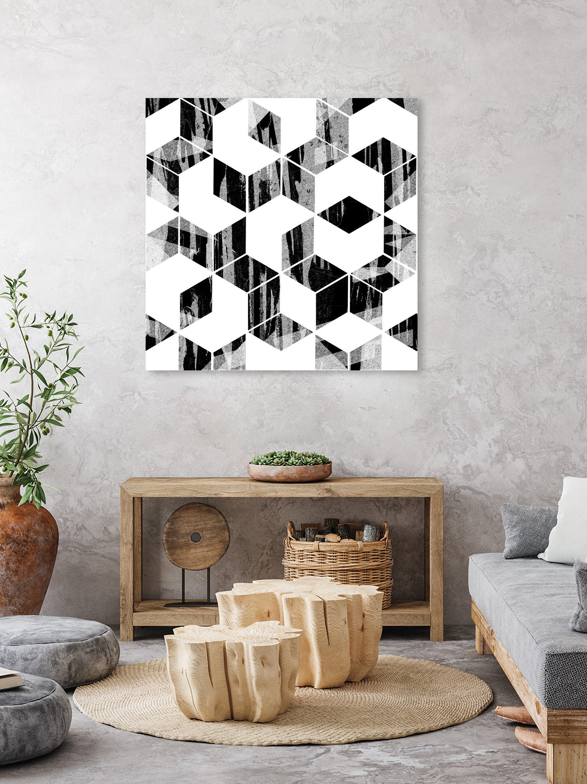 Elegant Black and White Geometric Design by Brigitte Carre on GIANT ART - black digital painting