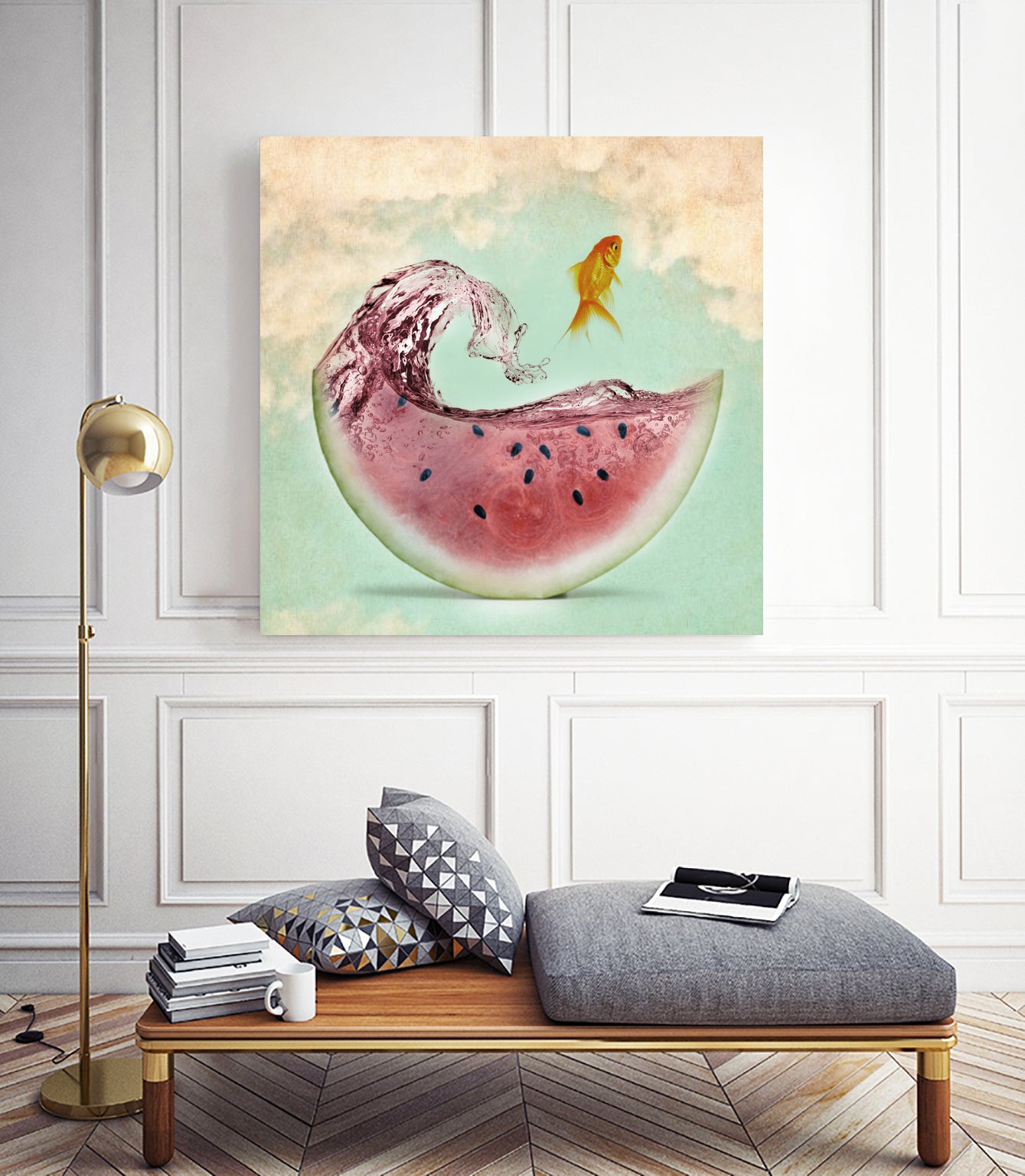 watermelon goldfish by Vin Zzep on GIANT ART - white digital painting
