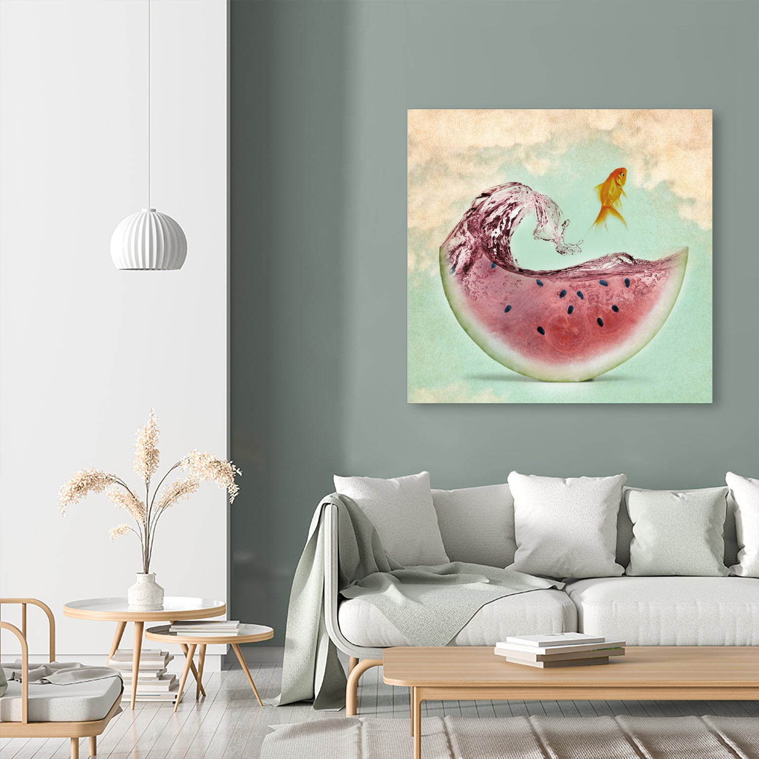 watermelon goldfish by Vin Zzep on GIANT ART - white digital painting