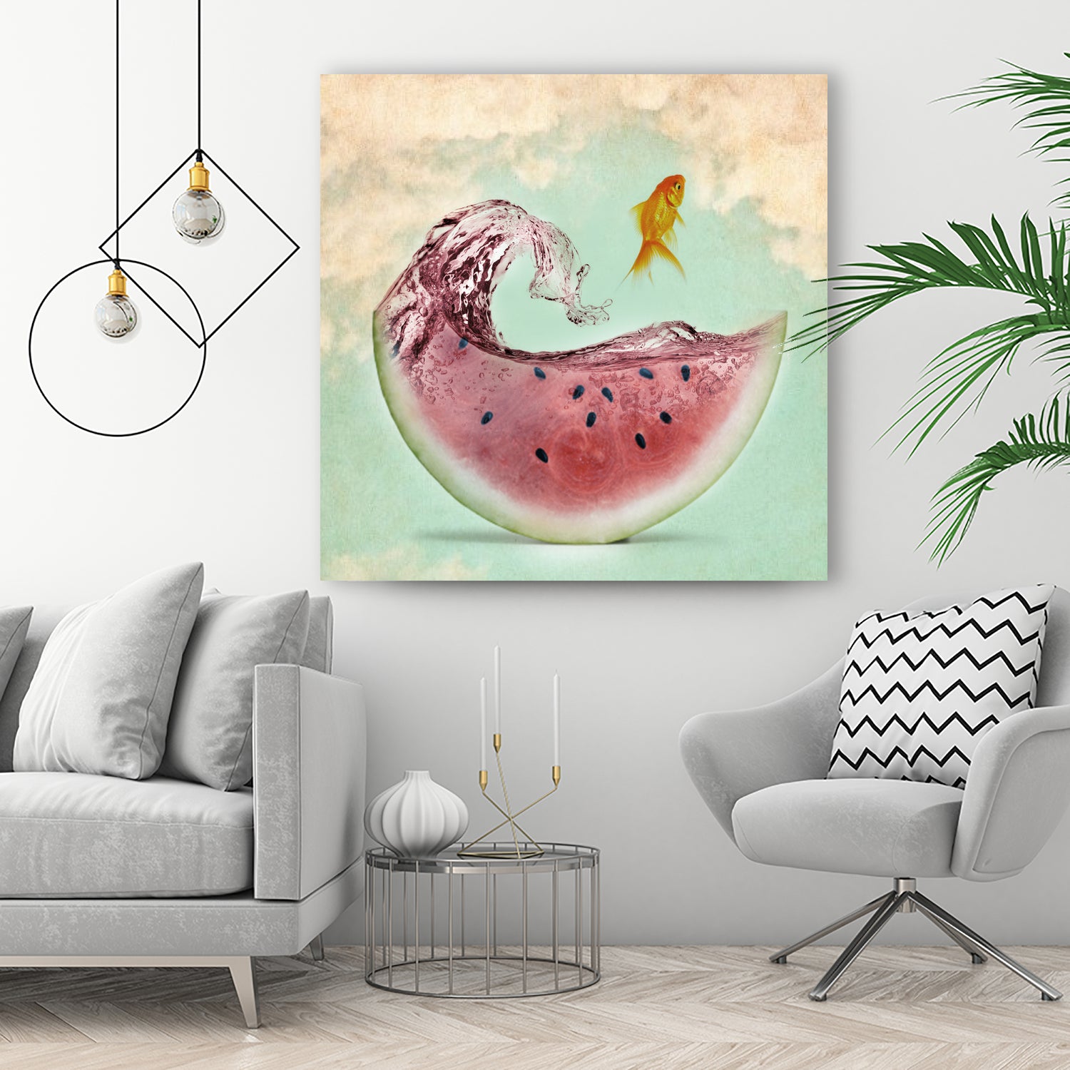 watermelon goldfish by Vin Zzep on GIANT ART - white digital painting
