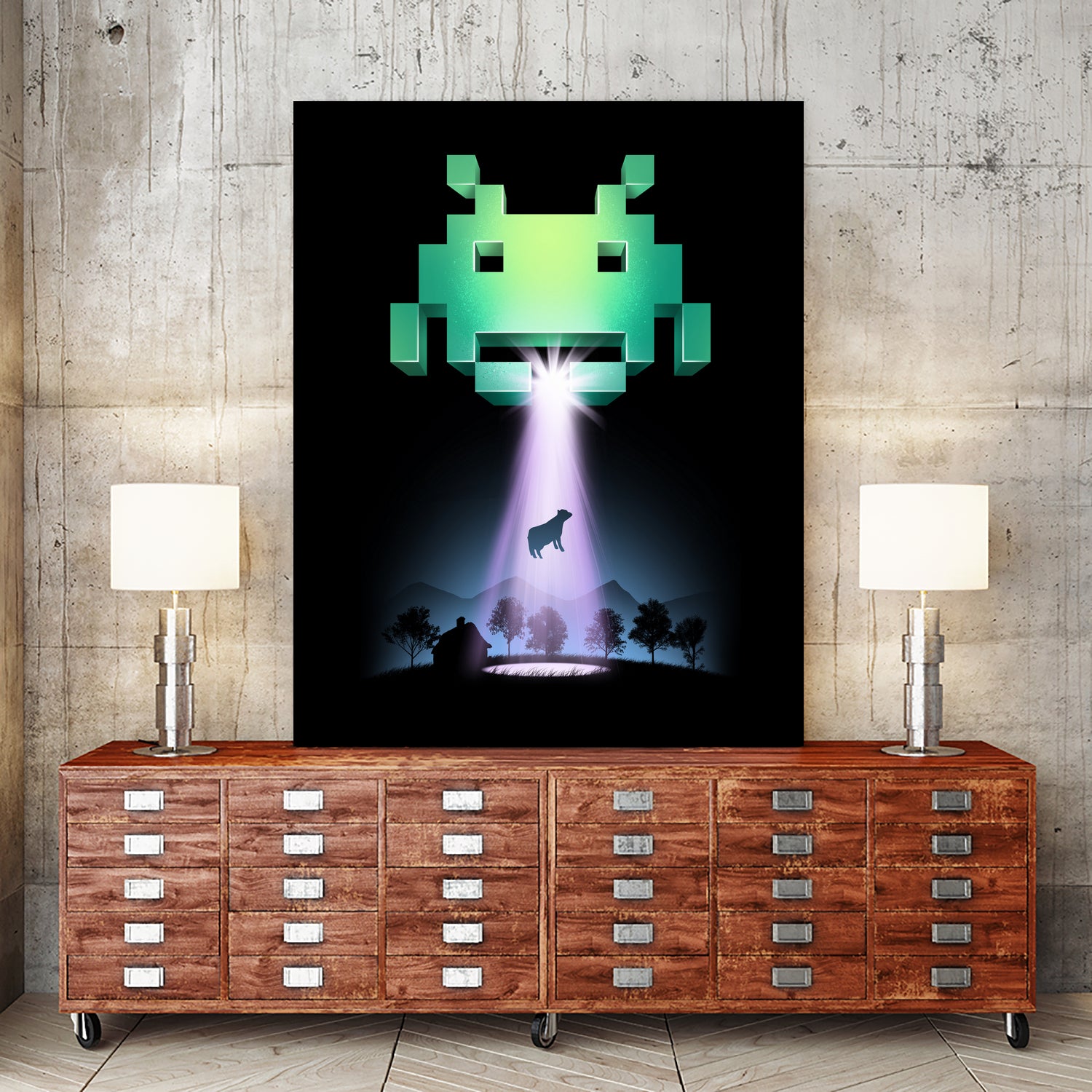 Space Invaders by Vincent Trinidad on GIANT ART - black digital painting