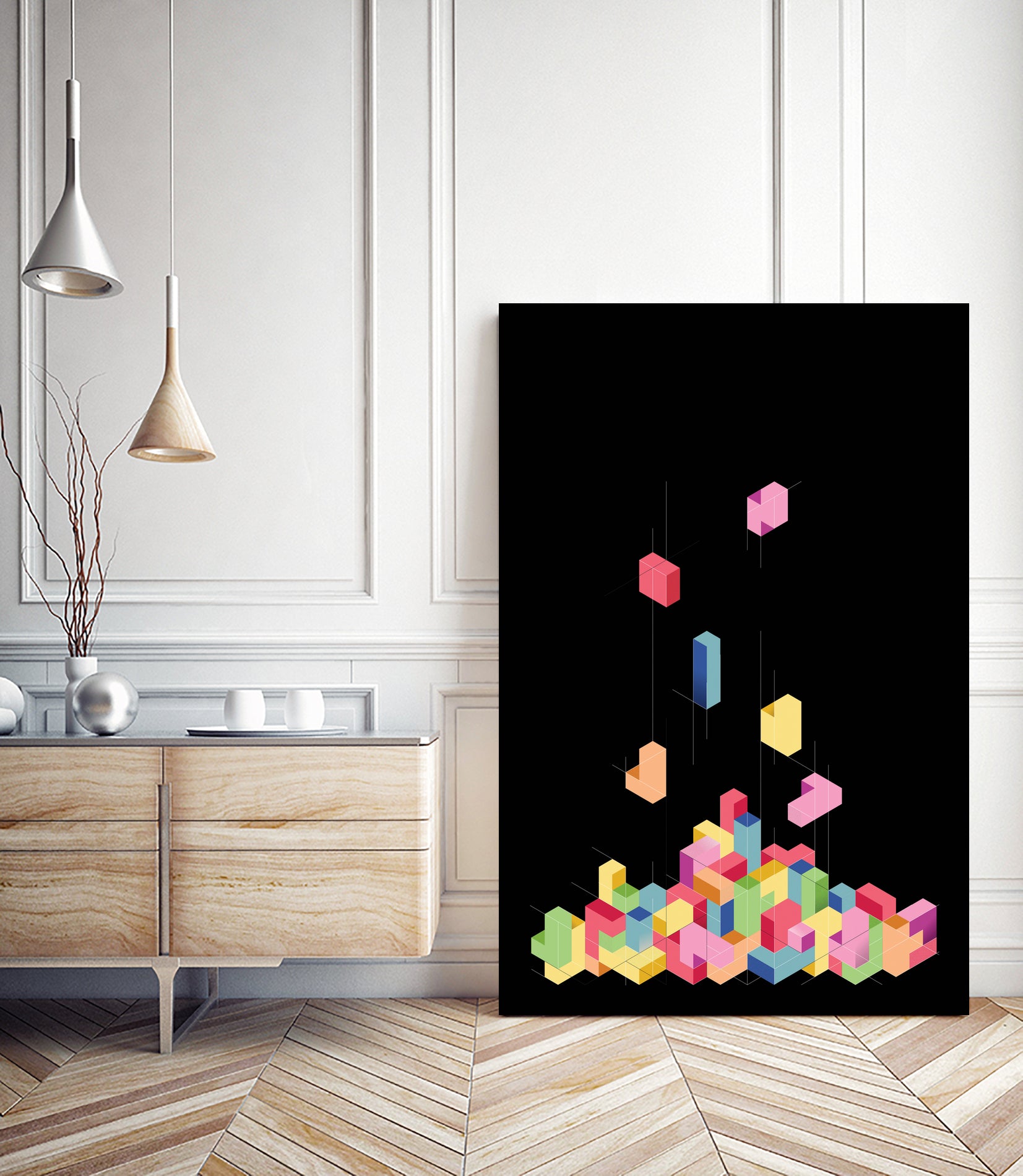 Tetrisometric by Julien Missaire on GIANT ART - black vector illustration