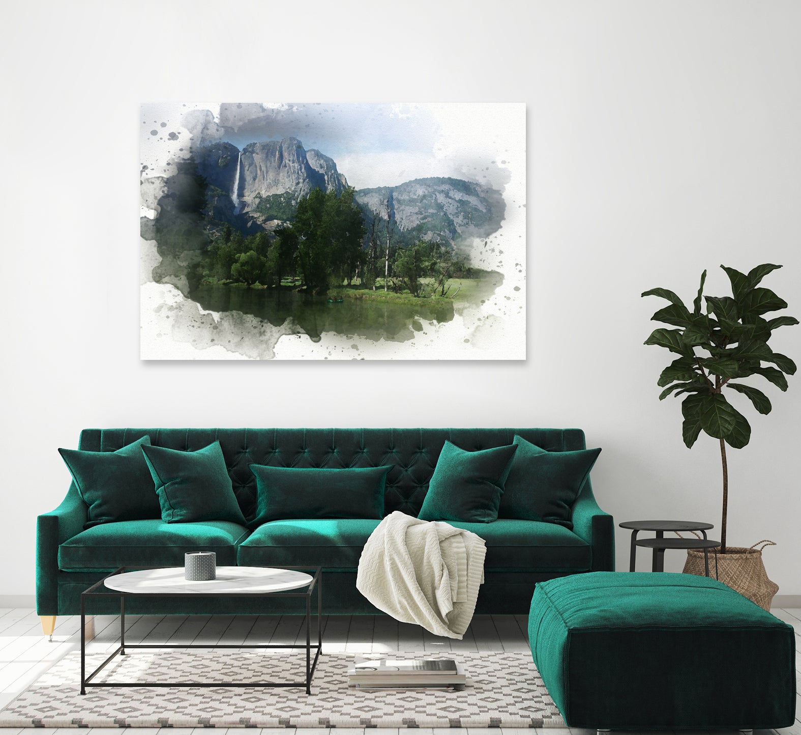 Watercolour waterfall by Juvy Sarenas on GIANT ART - green photo manipulation