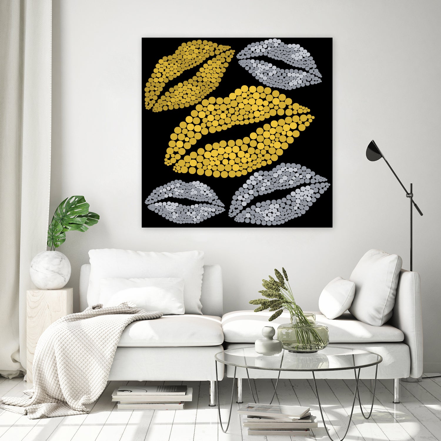 Luscious Lips In Gold And Silver by TheArtOf Vikki on GIANT ART - yellow digital painting