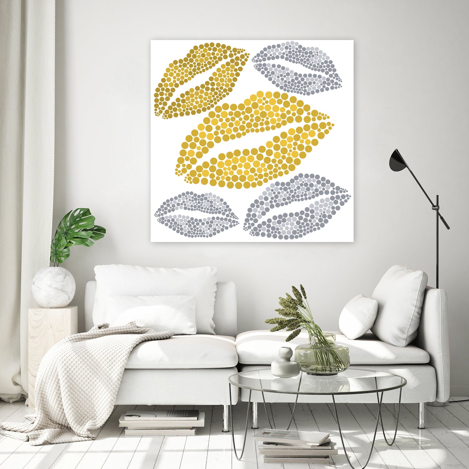 Luscious Lips In Gold And Silver by TheArtOf Vikki on GIANT ART - yellow digital painting