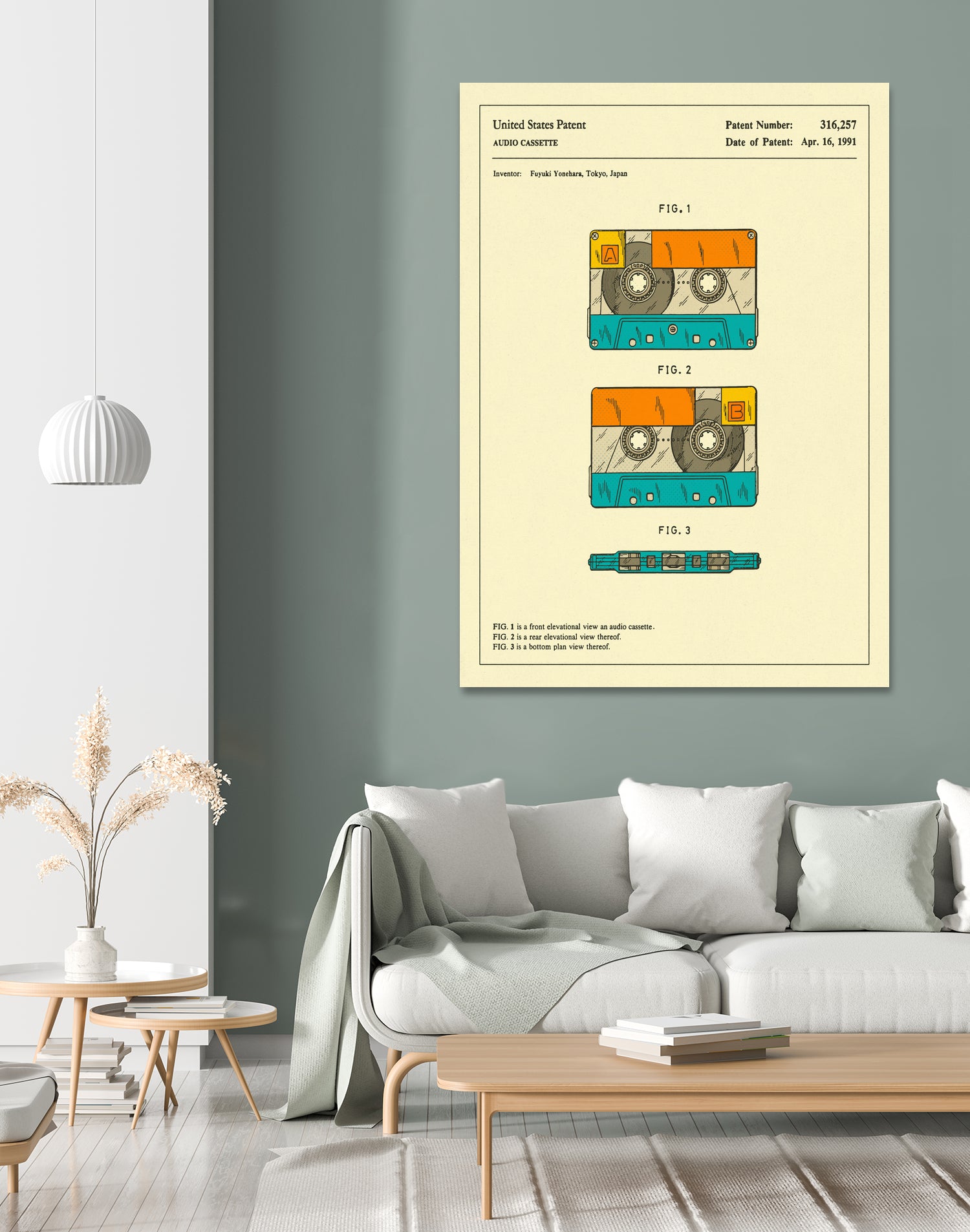 Cassette Patent - 1991 by Jazzberry Blue on GIANT ART - orange digital drawing