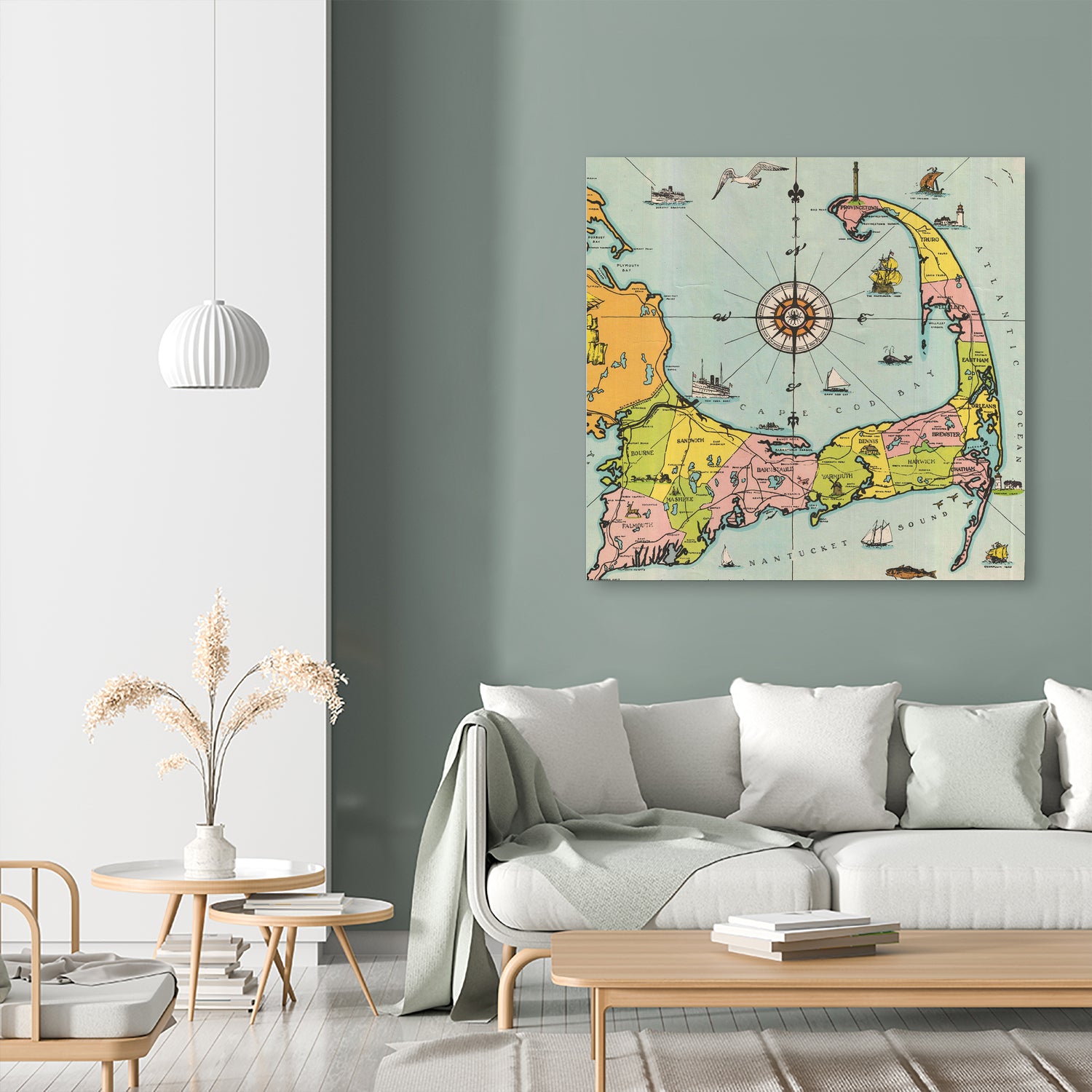Vintage Map of Cape Cod by Adam Shaw on GIANT ART - white photo illustration