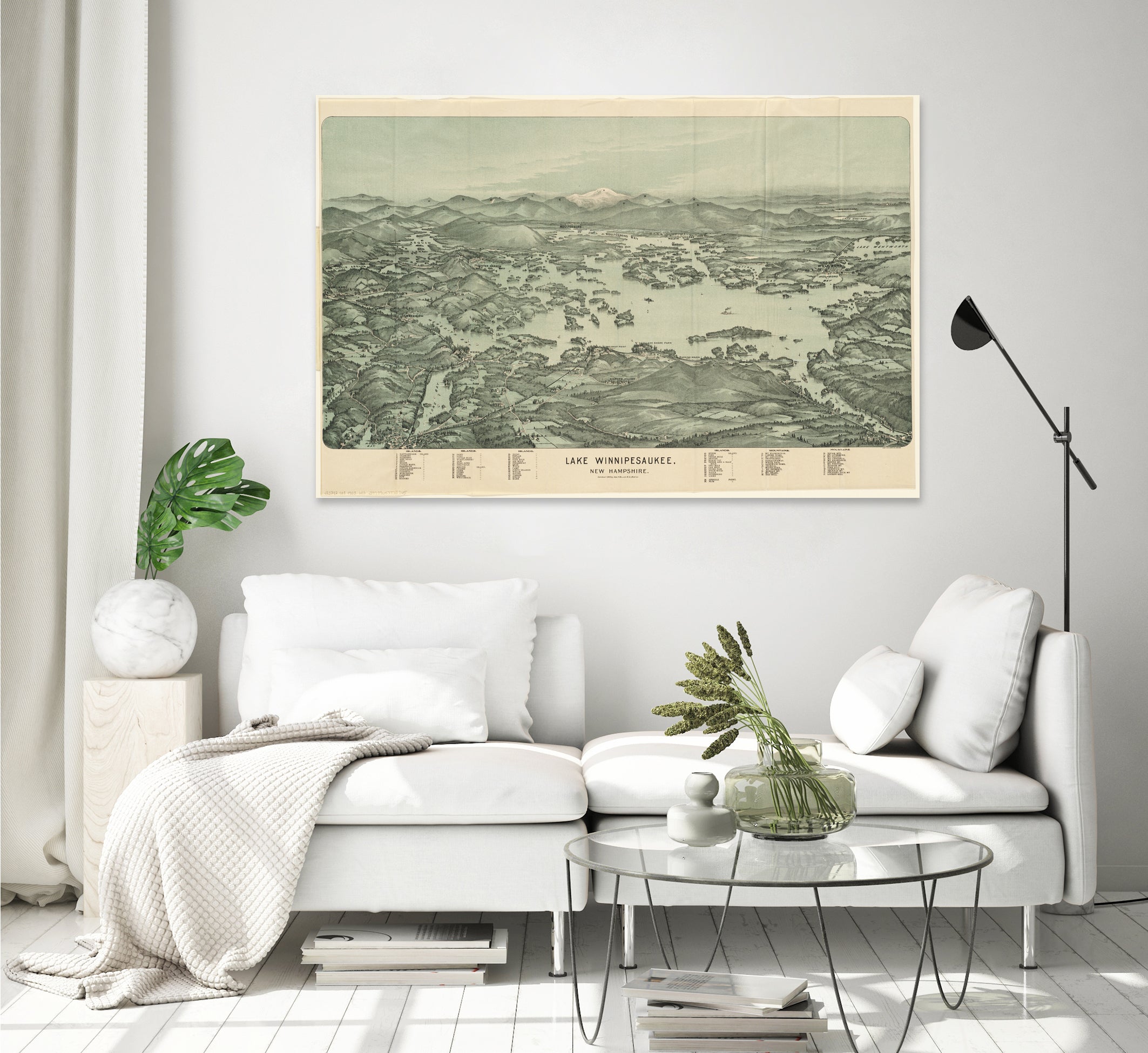 Vintage Map of Lake Winnipesaukee (1903) by Adam Shaw on GIANT ART - white photo illustration