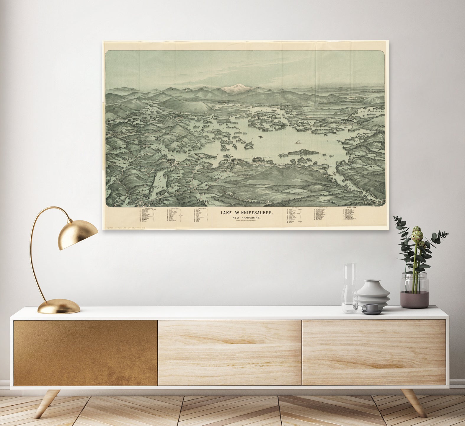 Vintage Map of Lake Winnipesaukee (1903) by Adam Shaw on GIANT ART - white photo illustration