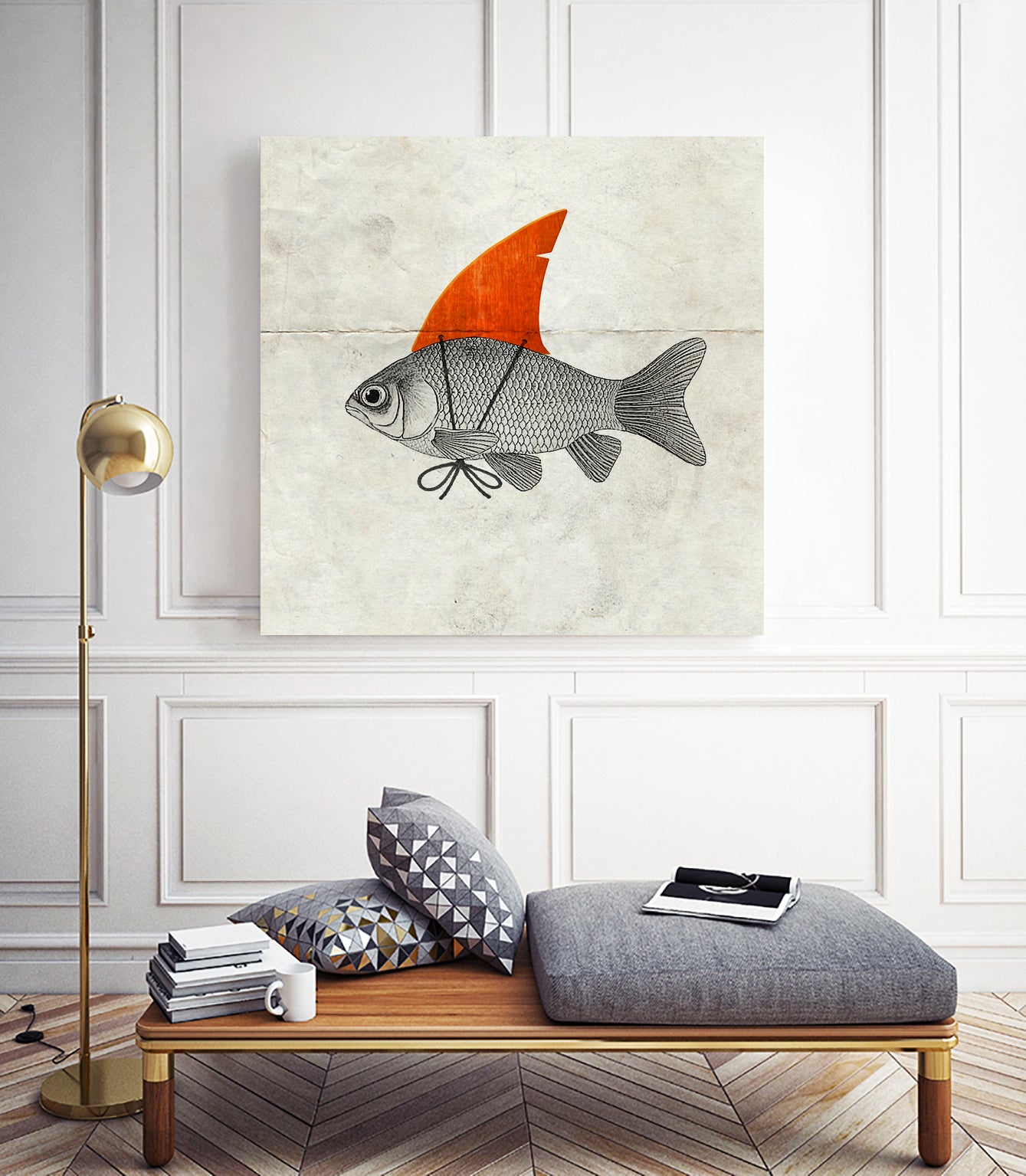 Goldfish with a Shark Fin by Vin Zzep on GIANT ART - white digital painting