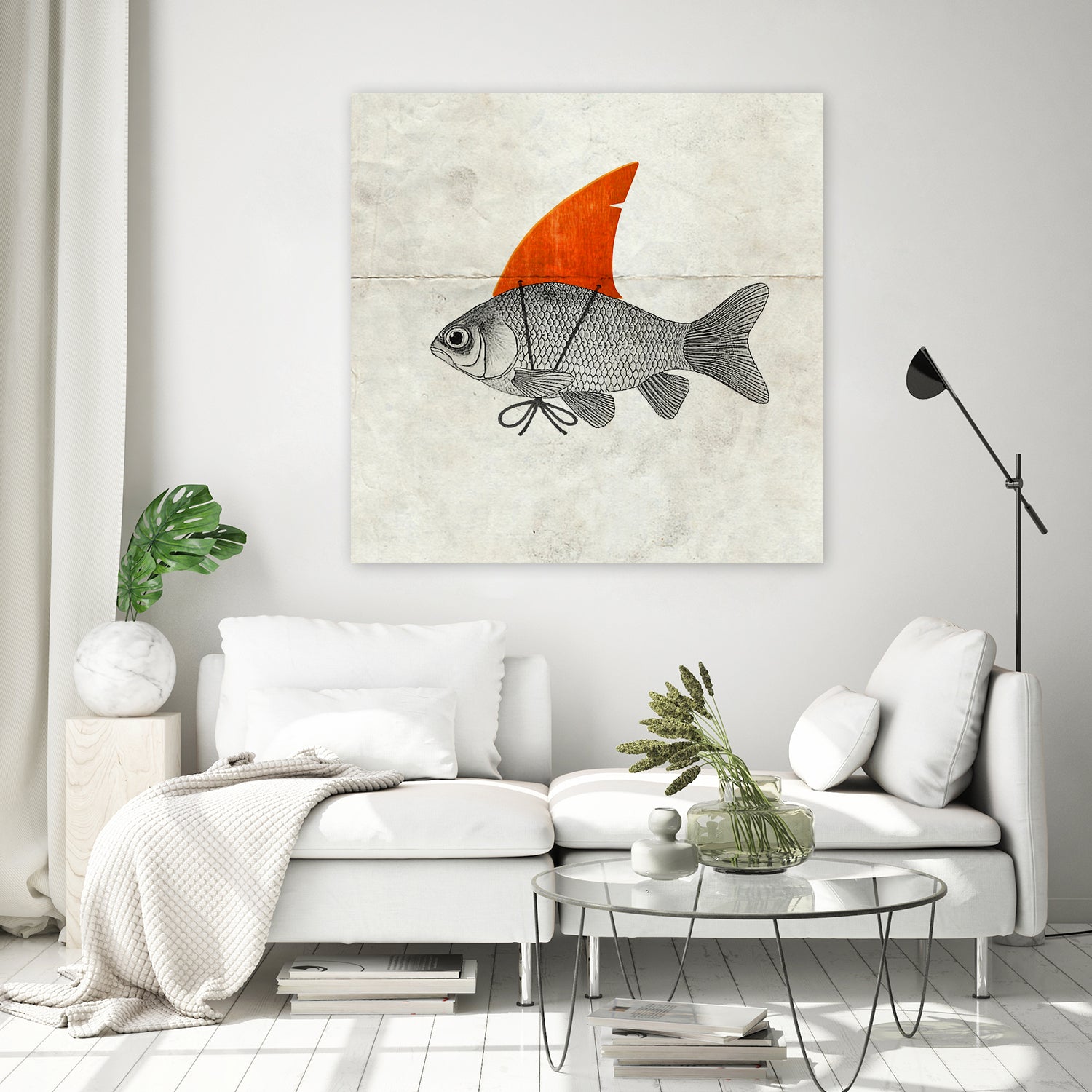 Goldfish with a Shark Fin by Vin Zzep on GIANT ART - white digital painting