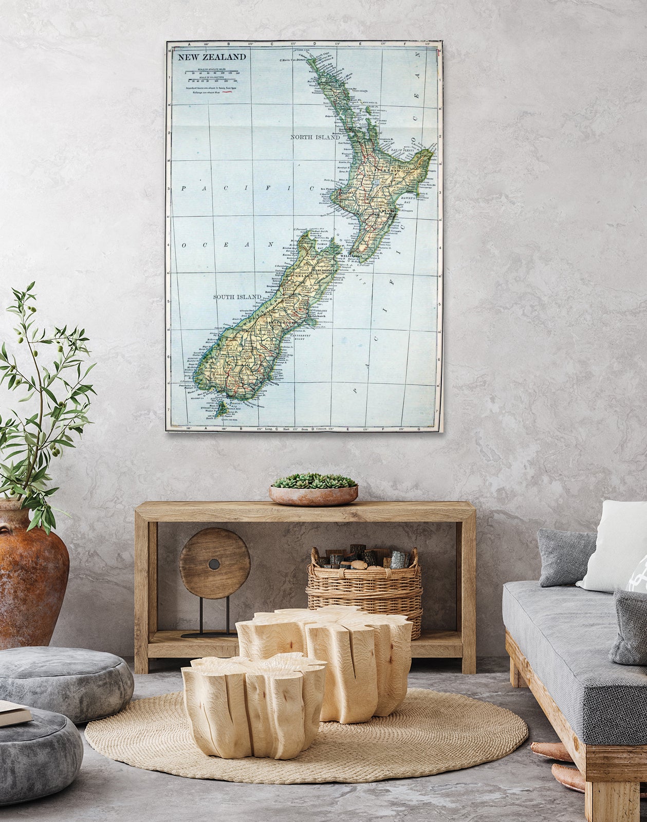 Vintage Map of New Zealand (1921) by Adam Shaw on GIANT ART - white photo illustration