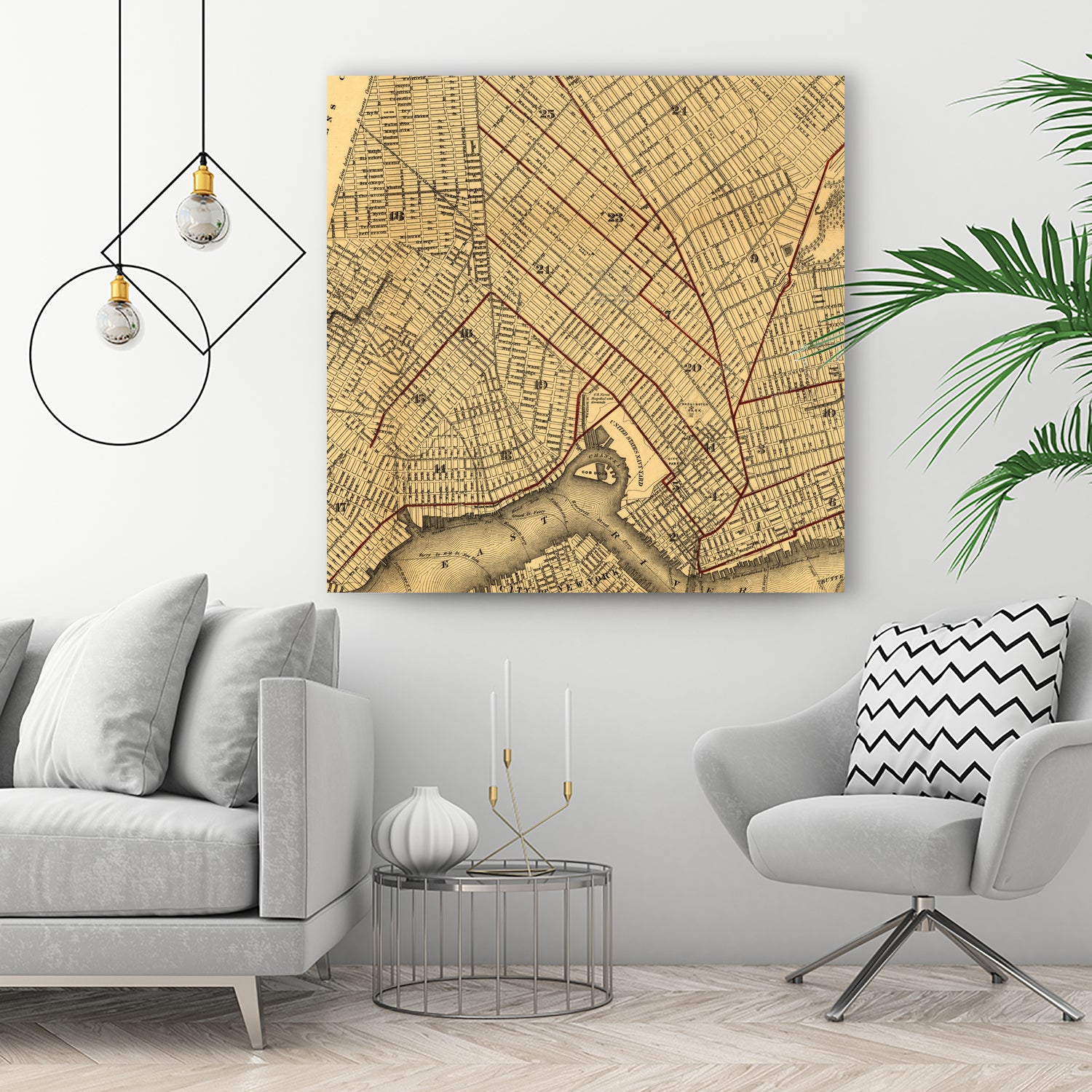 Vintage Map of Brooklyn New York (1874) by Adam Shaw on GIANT ART - white photo illustration