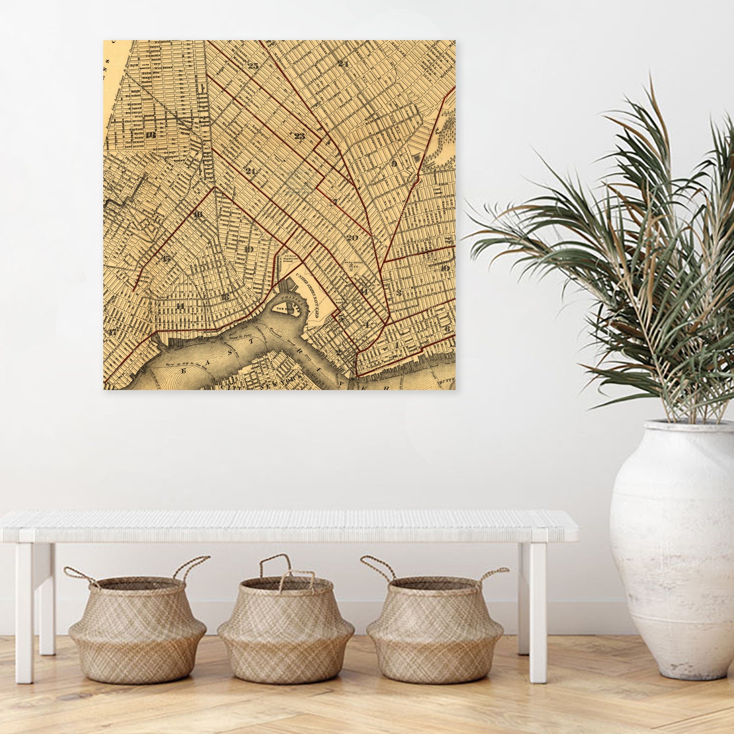 Vintage Map of Brooklyn New York (1874) by Adam Shaw on GIANT ART - white photo illustration