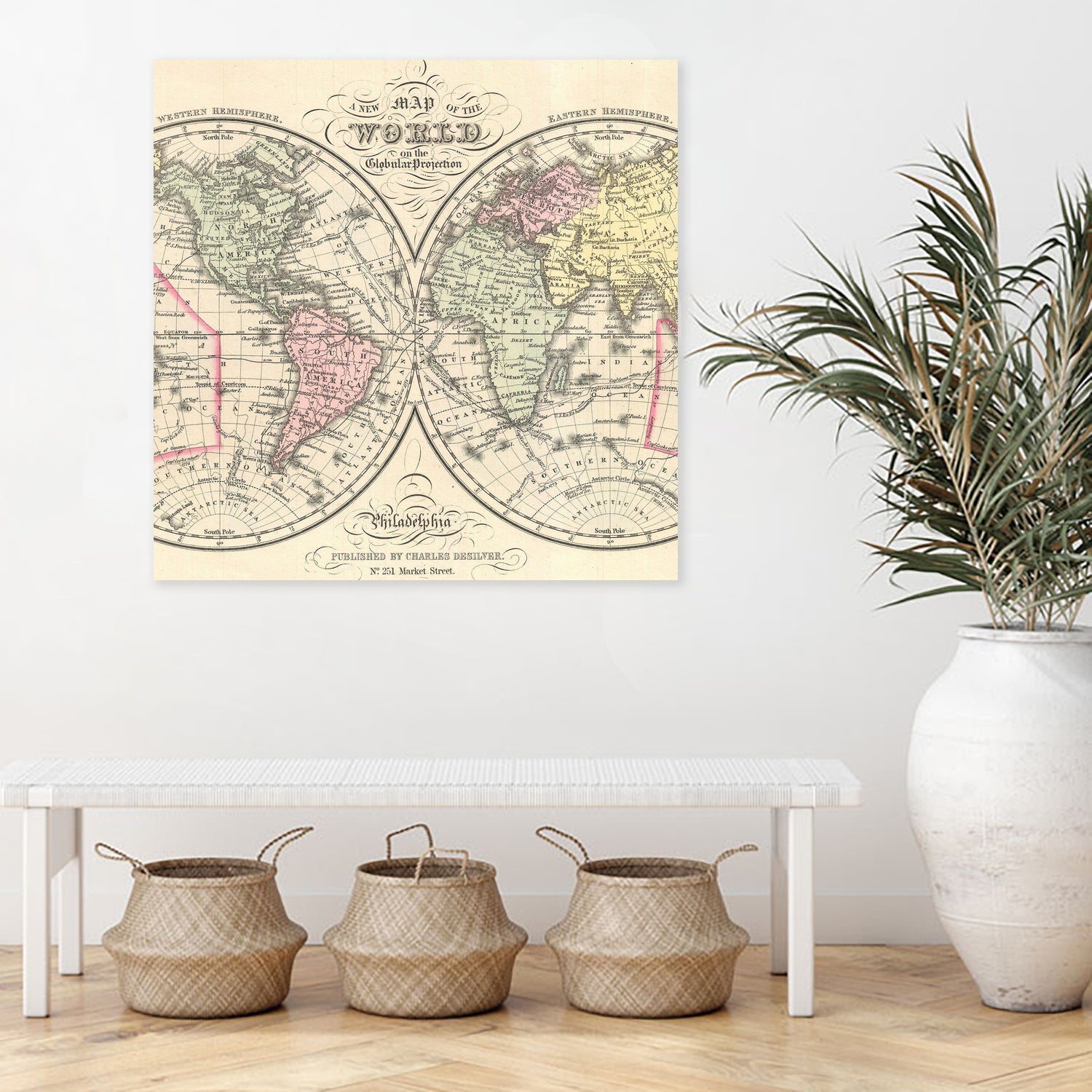 Vintage Map of The World (1856) by Adam Shaw on GIANT ART - white photo illustration