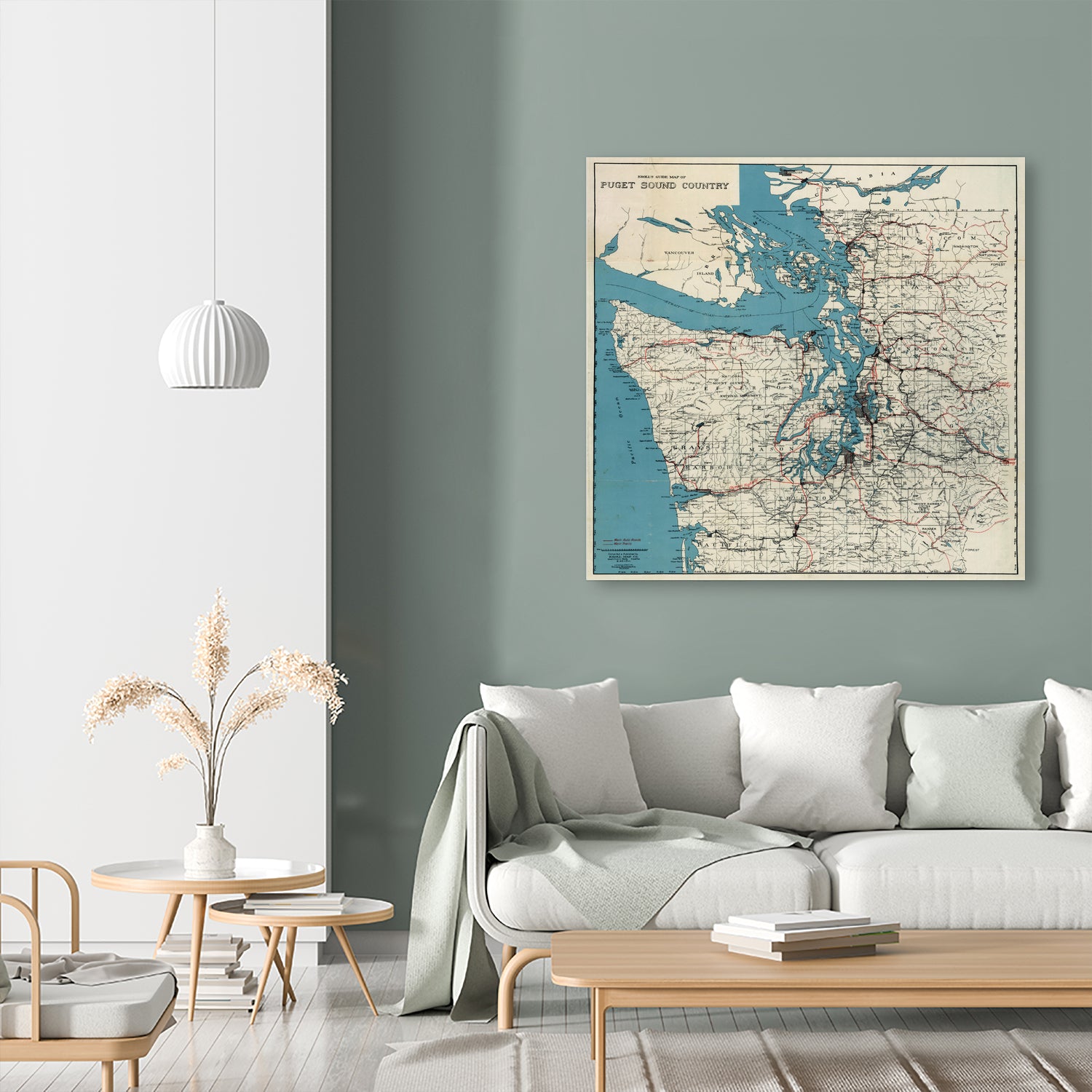 Vintage Map of The Puget Sound (1919) by Adam Shaw on GIANT ART - white photo illustration